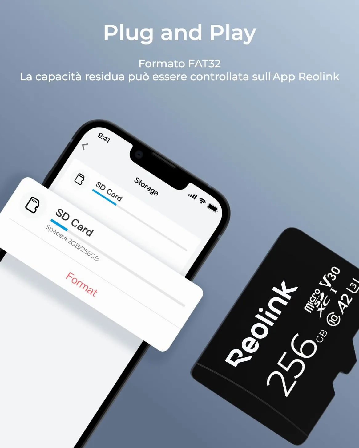 Reolink 256GB Scheda di Memoria MicroSDHC ad Alta Velocità, Classe 10, Scheda di Memoria A2 U3, Compatibile con Telecamera di Sicurezza Reolink