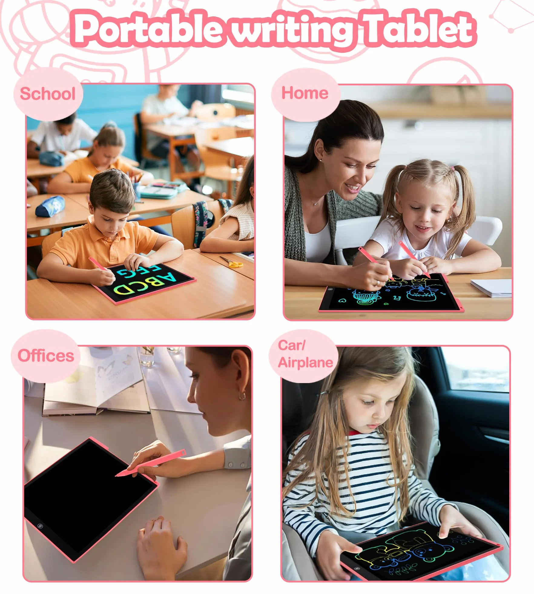 Tavoletta Grafica LCD Scrittura 15 Pollici, Tavoletta Grafica Bambini Elettronica Digitale da Disegno con Penna Giochi Giocattolo 3 4 5 6 7 8 9 Anni Regali di Natale di Compleanno per Ragazzi Ragazze