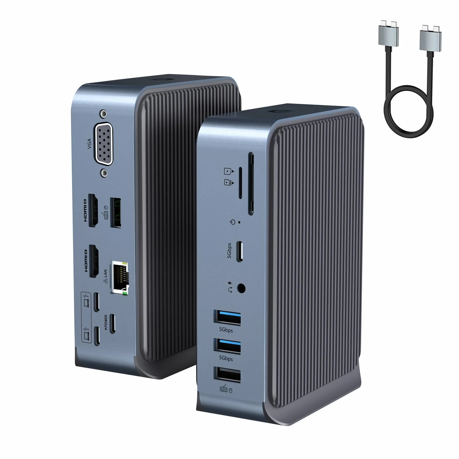 Docking Station USB C per MacBook Pro/Air, 15 in 1 USB C Hub Triple Monitor tramite VGA/2 HDMI, 100 W PD Laptop Dock per Lenovo, HP, Dell (USB-A/C 3.0 5GBPS, RJ45 Ethernet, Audio & Mic, SD/TF)