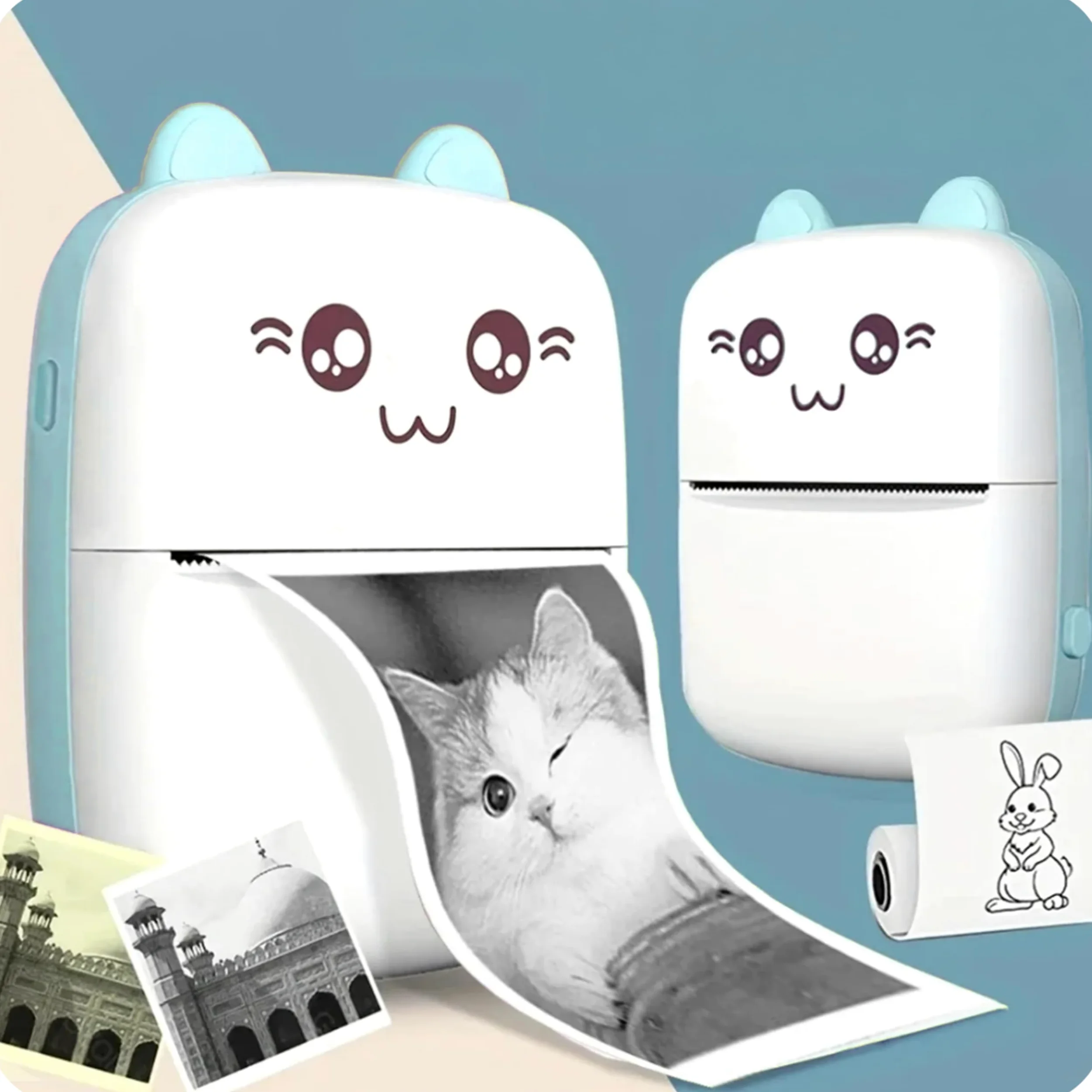 KRUMAD Mini stampante wireless, stampante termica portatile Bluetooth, 200 DPI, stampa fotografica, compatta, perfetta come regalo per adolescenti e stampa di foto per telefono