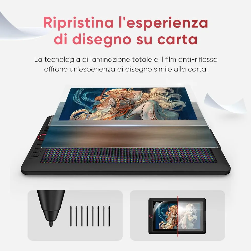 XPPen Artist 15.6 Pro V2 Tavoletta grafica con schermo, 16384 livelli di pressione, display grafico portatile da 15,6 pollici, 8 tasti di scelta rapida, compatibile con Windows Chrome OS