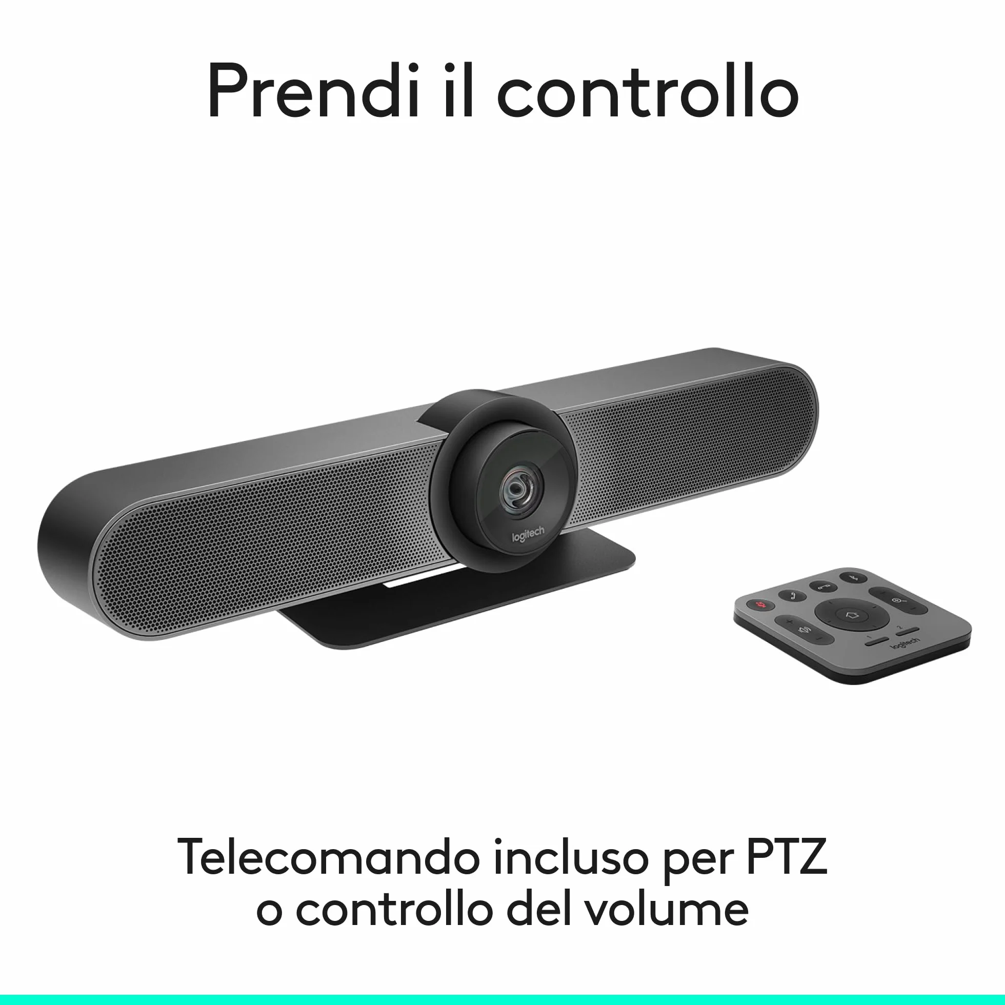 Logitech MeetUp Sistema di Videoconferenza, Ultra HD 4K/1080p/720p, 3 Microfoni/Altoparlanti Regolabili, Ampio Angolo di Visione di 120°, Compatibile con PC/Mac/Portatile/Macbook/Tablet - Nero, 4K