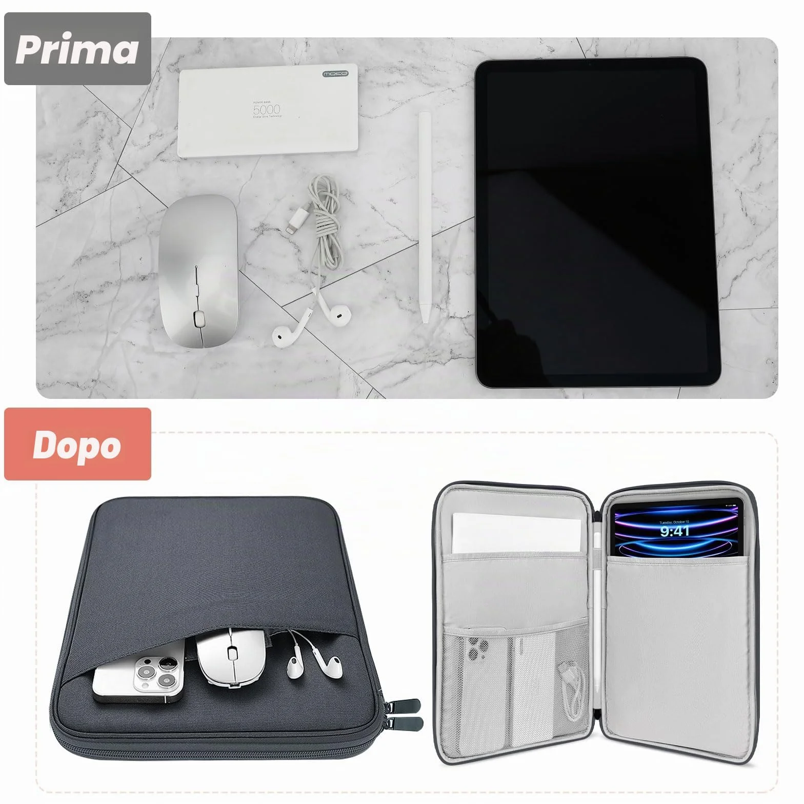 MoKo 9-11'' Custodia Protettiva Compatibile con 11" iPad Air M3, iPad A16 2025, iPad Pro 11 M4 2024/11" iPad Air M2 2024/iPad 10a 10,9 2024/iPad Air 5/4 10,9, Galaxy Tab S9/S8/A8/A7 2022, Grigio Scuro