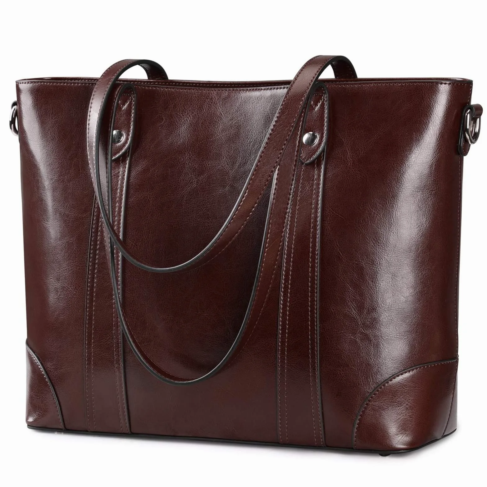 S-ZONE Borsa Tote in Pelle per Donna Borsa a Tracolla da ufficio Borsa per Laptop da Lavoro da 15,6 Pollic