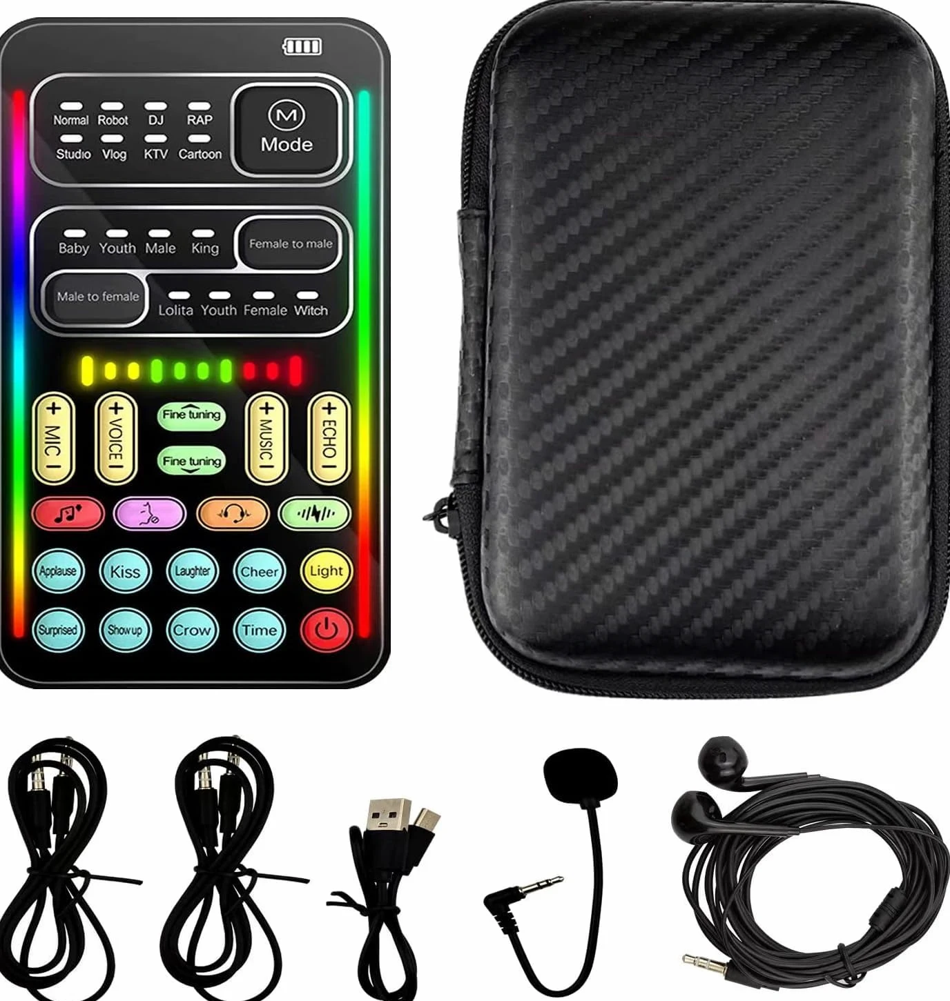 Flylin Microfono portatile portatile Cambia voce con suono Macchina effetti multifunzione Voice Disguiser Mini dispositivo per telefono cellulare PC Laptop PS4 Xbox One Giochi