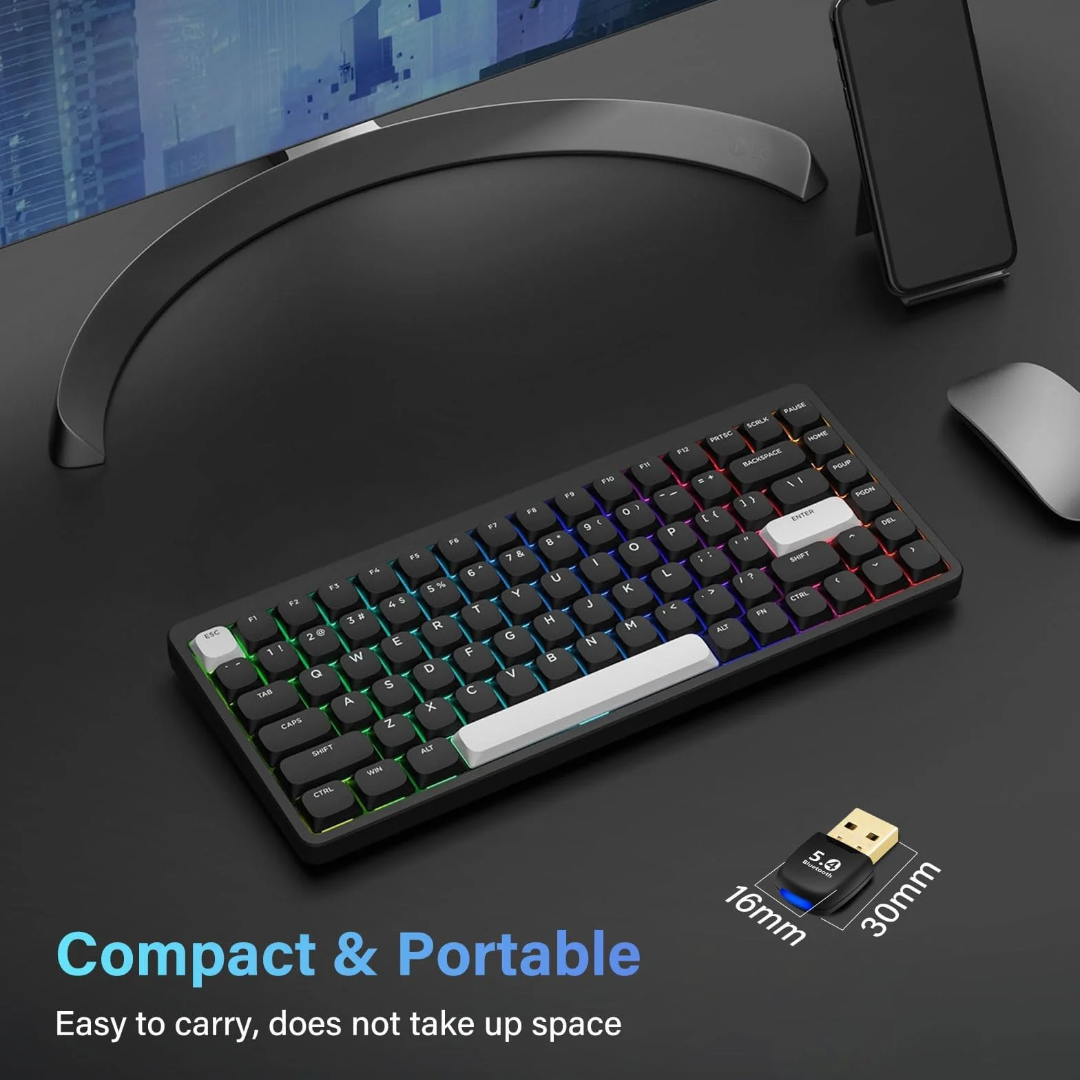 Chiavetta Bluetooth per PC, Adattatore Bluetooth 5.4 USB Low Latency, Plug & Play, Ricevitore Bluetooth con Windows 11/10/8.1/7 per PC Fisso/Laptop