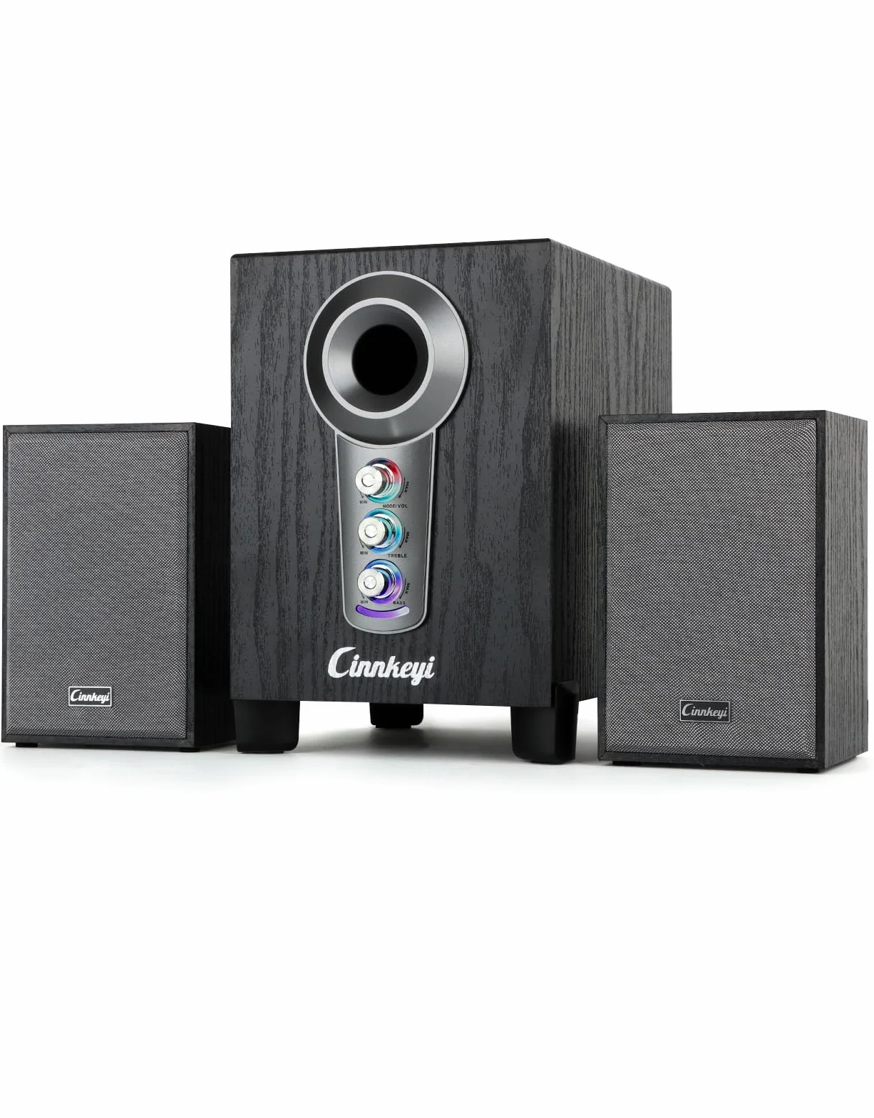 Altoparlante per computer USB 2.1 con subwoofer, altoparlante PC con controllo basso e altezza, 10 W + 3 W×2 altoparlante desktop, funzionamento USB, controllo volume, modalità Bluetooth/AUX per PC
