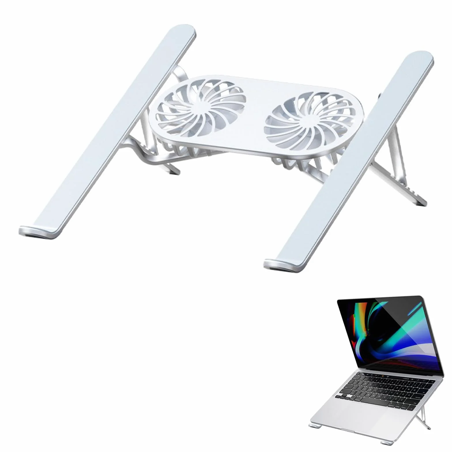 Base di Raffreddamento per Laptop, Pieghevole Supporto PC Portatile, Portatile Supporto Sistema di Raffreddamento per Notebook con 2 Silent Ventola, Altezza Regolabile, Luci LED,per 10-15,6’’ Laptops