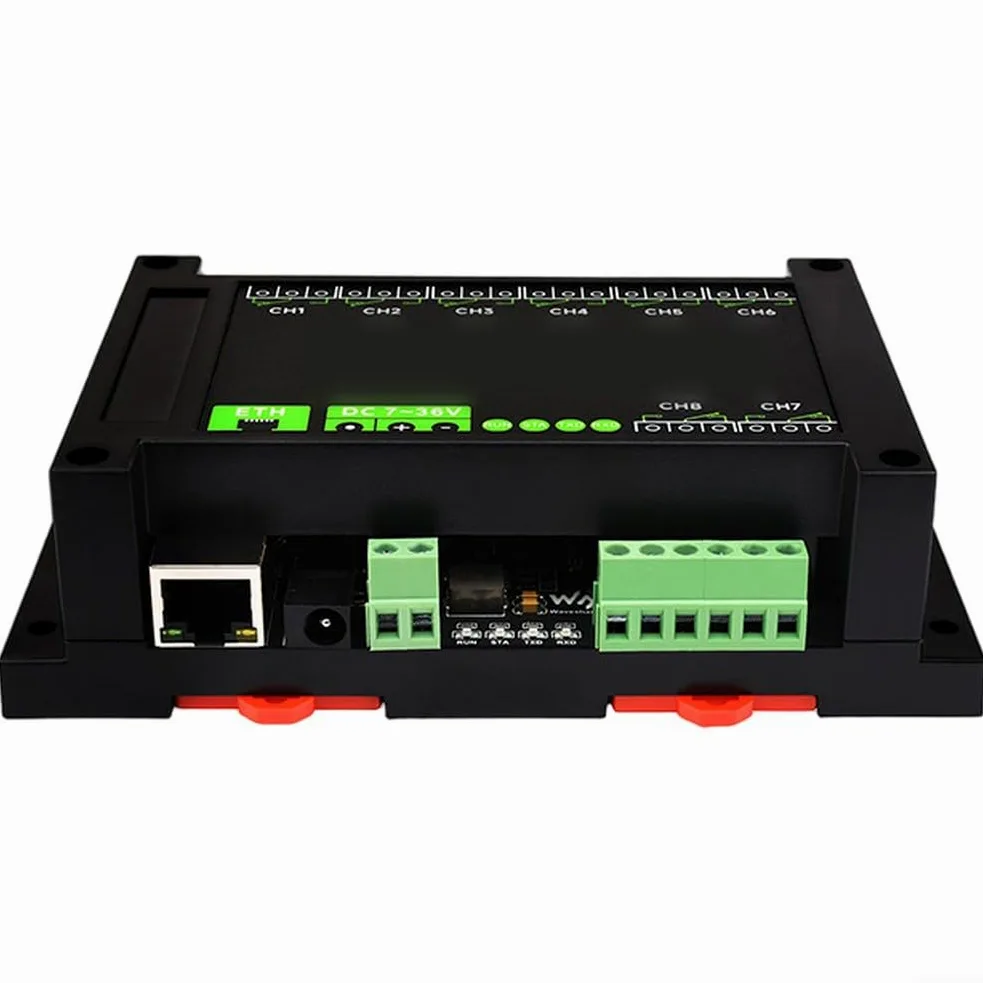 Modulo relè Ethernet a 8 canali con per MODBUS TCP/UDP, per isolamento POE e optoaccoppiatore, 10 A 250 V AC, per guida DIN, automazione industriale, controllo di motori e valvole (B)