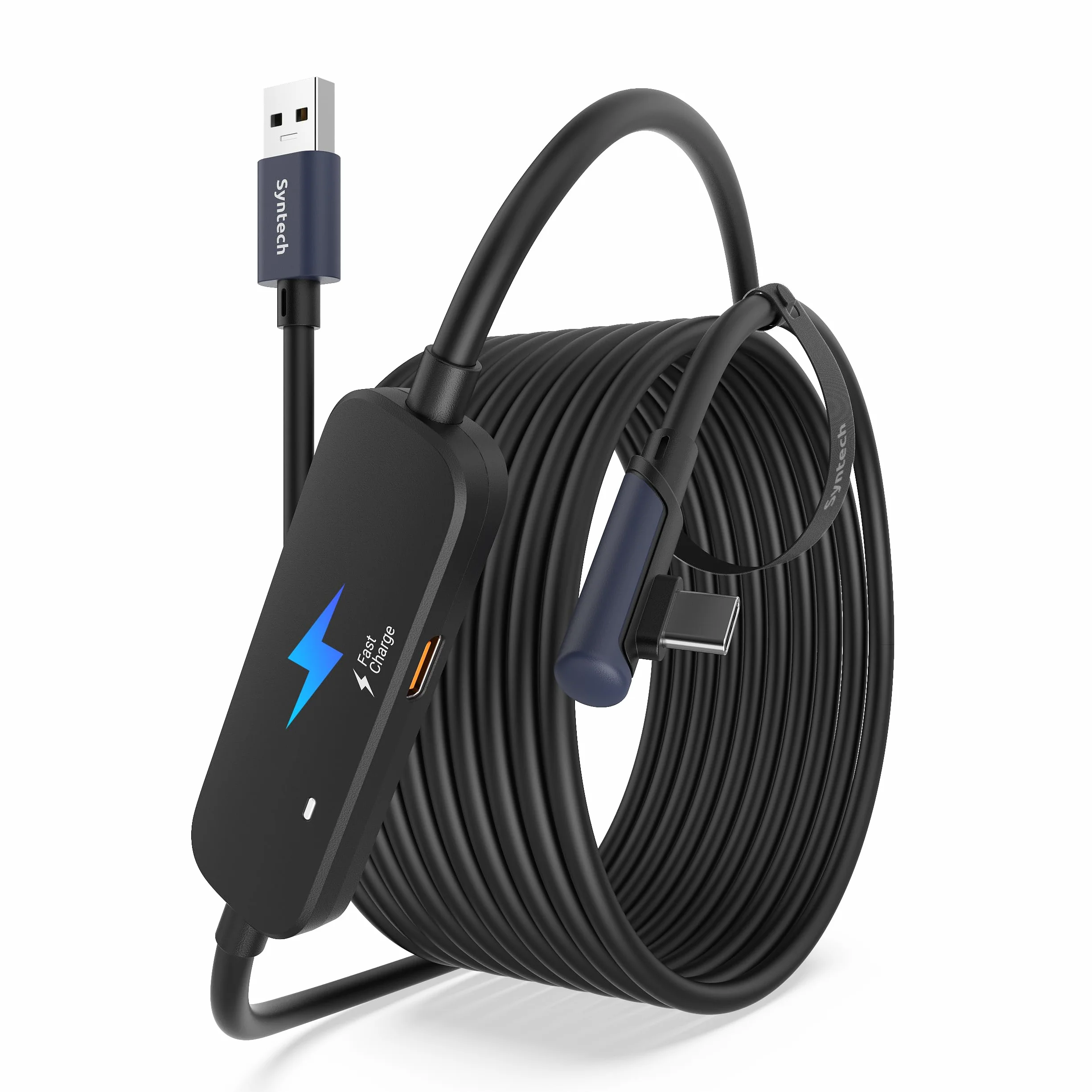 Syntech Cavo Link 5 Metri con Ricarica, Compatibile con Meta Quest 3/Oculus Quest 2 Accessori, VR cavo Link con Porta di Ricarica Separata, Cavo da USB 3.0 a Tipo C Leggero per PC/SteamVR, Nero