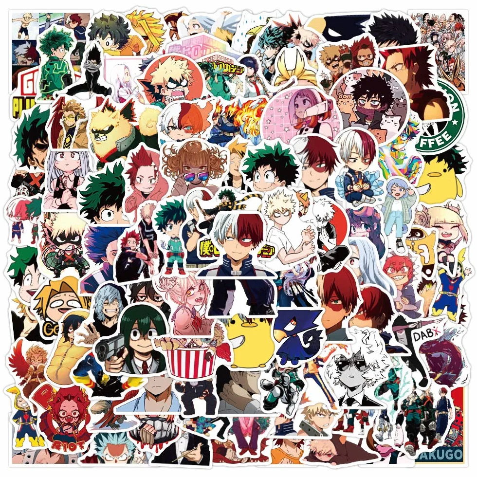 My Hero Academia Sticker Pack 100 pezzi, vinile adesivo decalcomanie anime per bottiglie d'acqua laptop skateboard notebook, regalo per adulti bambini adolescenti