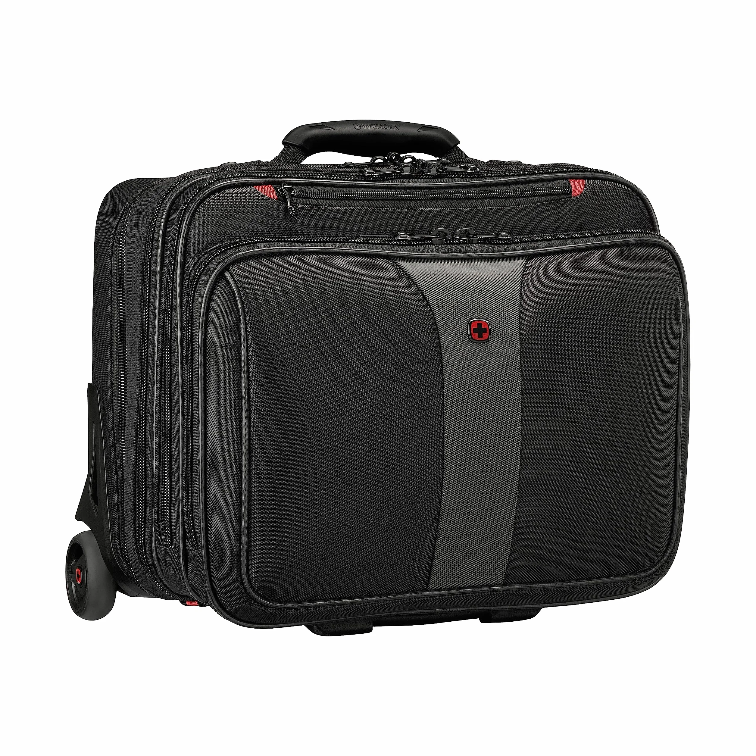 WENGER Trolley Porta PC Patriot, Notebook fino a 17”, Tablet fino a 10’’, Cartella con Ruote, Organizer, 38 l, Uomo Donna, Ufficio Viaggi di Lavoro, Nero, Sostenibile, 612259