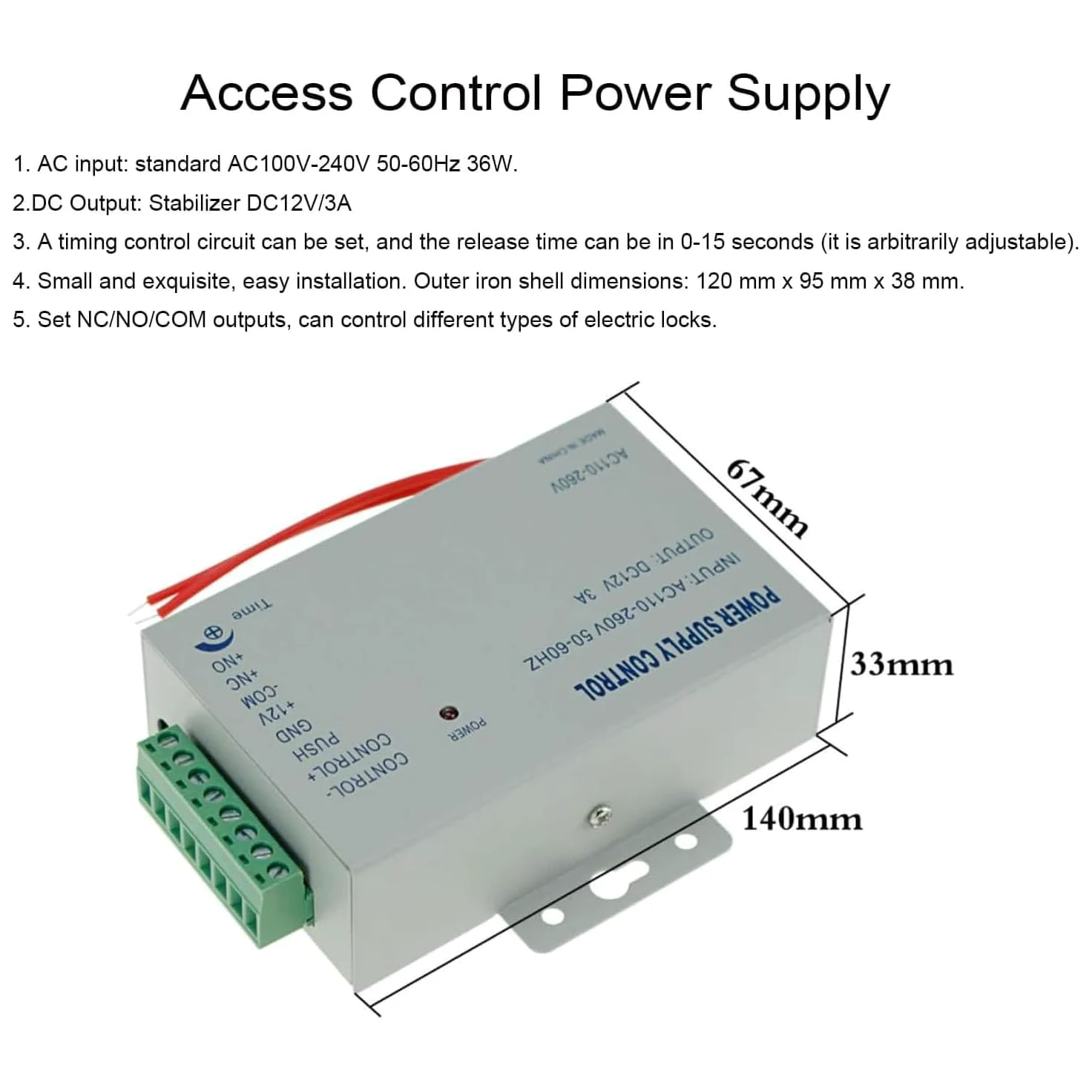 YAVIS TUYA WiFi Kit sistema di controllo di accesso, Tastiera tattile con impronte digitali con schermo impermeabile NFC WG26/34 RFID 125KHz/13.56MHz Lettore schede, Serratura a Bolt NC, Alimentatore