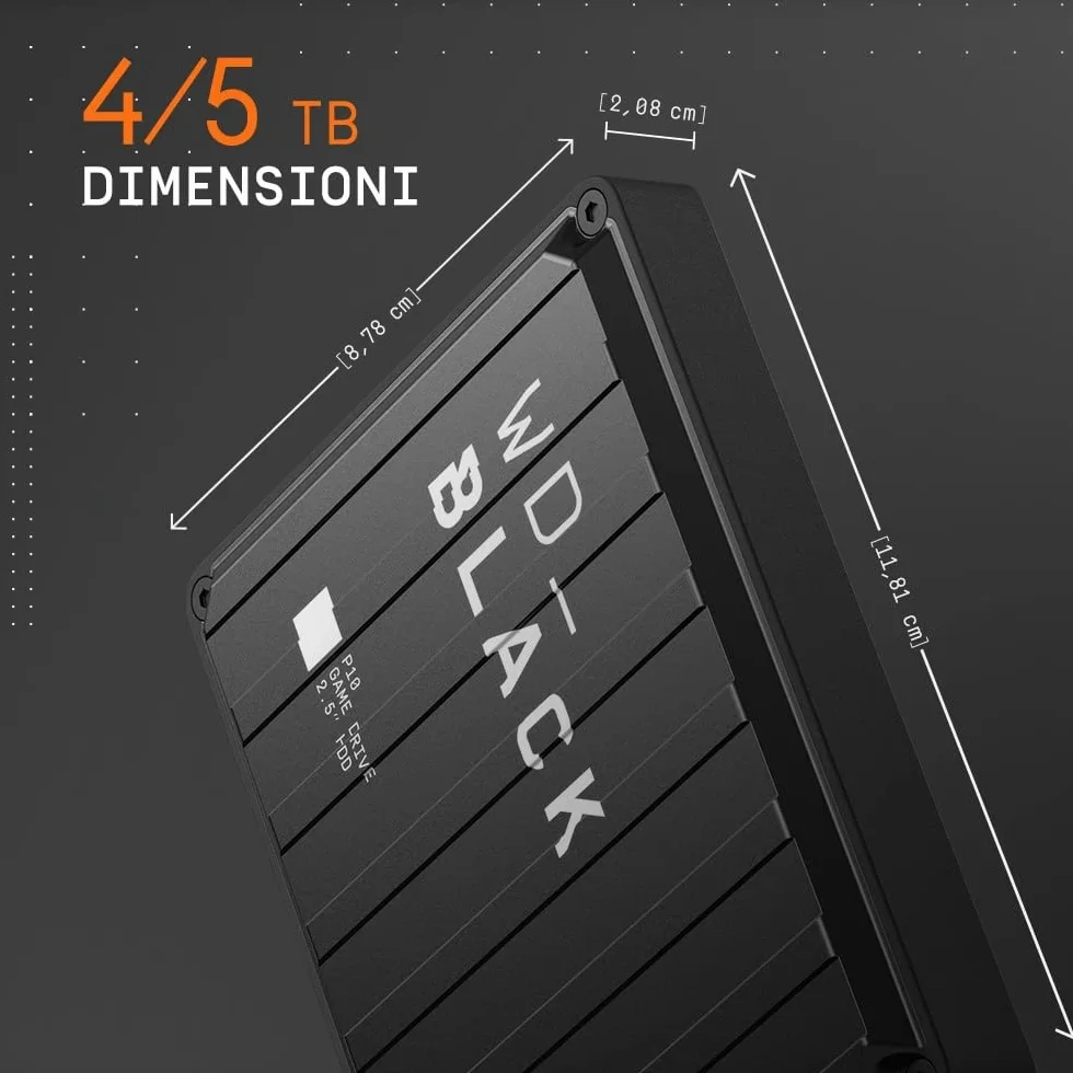 WD_BLACK P10 4TB Game Drive HDD portatile USB 3.2 Gen 1 Tipo A compatibile con Playstation, Xbox, PC e Mac