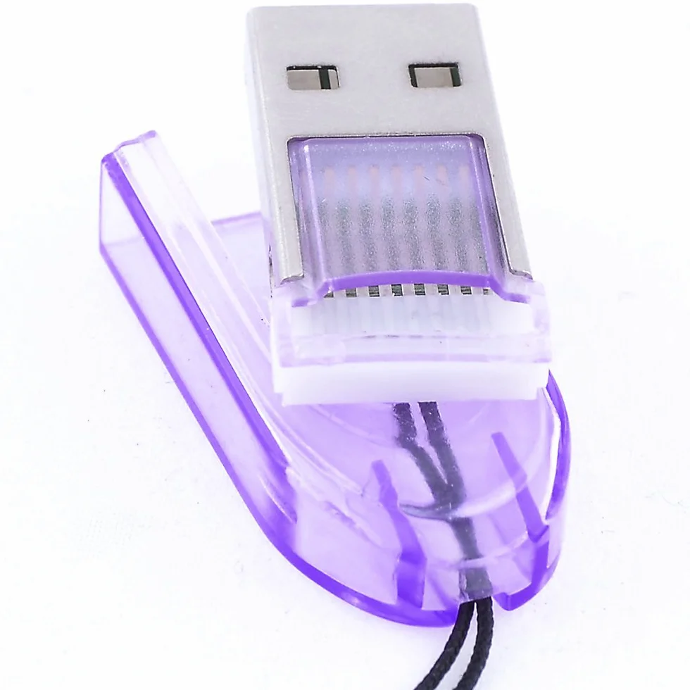 REY Adattatore Lettore di schede compatibile con il formato Micro SD a USB portatile, viola