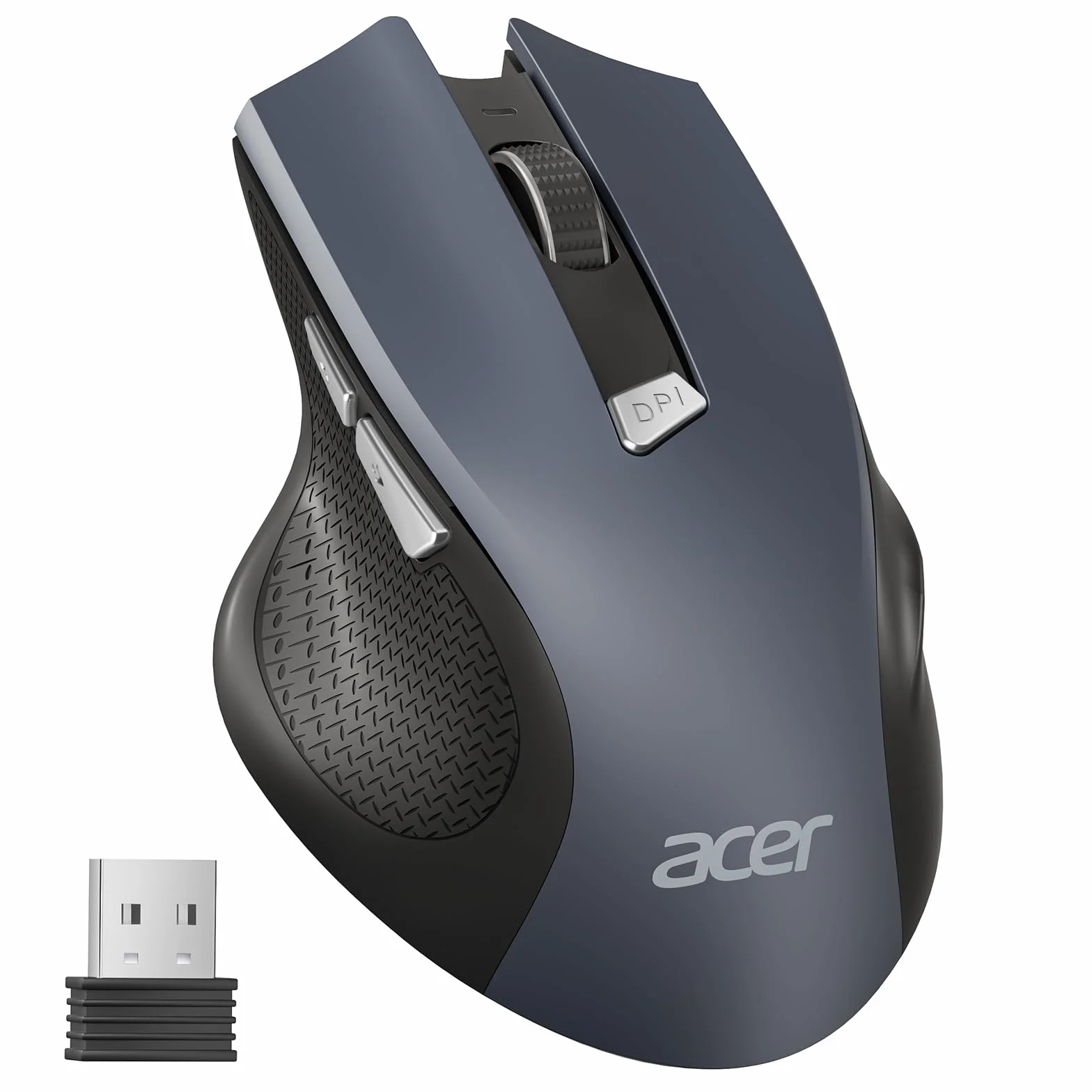 Acer Mouse Wireless Ergonomico, mouse computer ottico USB senza fili 2,4 GHz 1600 DPI regolabile 6 pulsanti