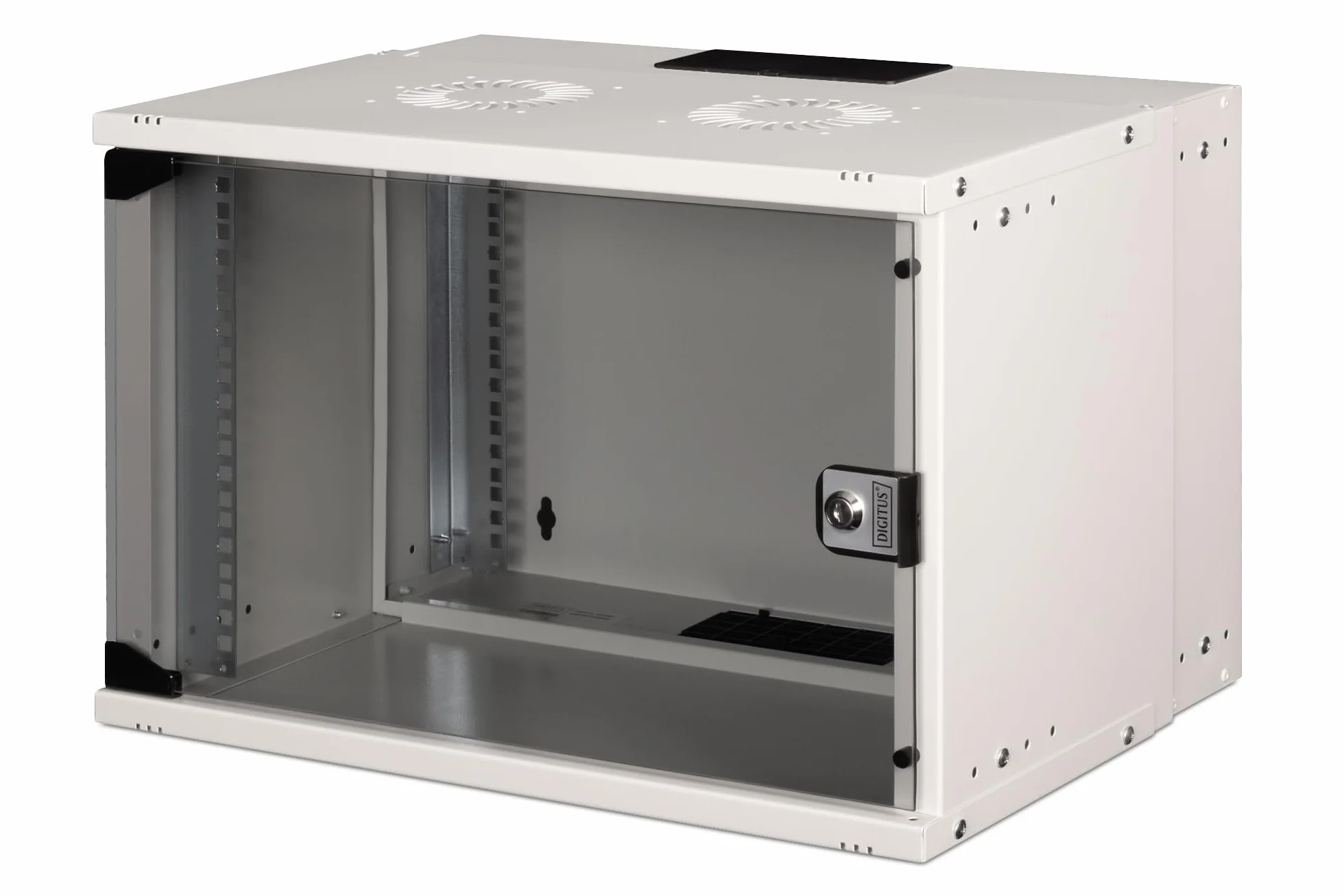 DIGITUS Armadio di rete Rack 19 pollici 7 U montaggio a parete profondità 400 mm carico 60 kg porta in vetro grigio