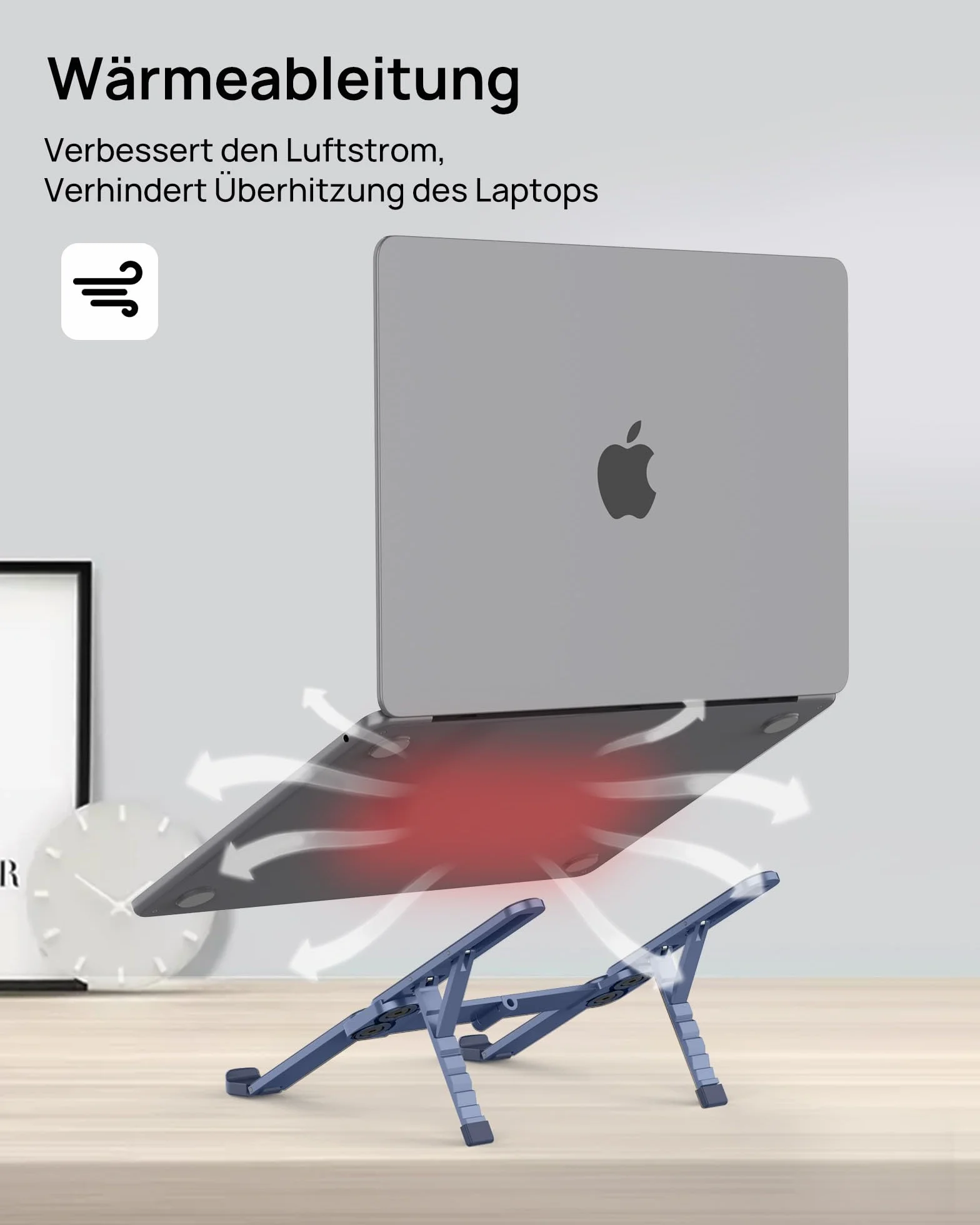 SODI Supporto pieghevole in alluminio per computer portatile, regolabile in altezza, ventilato, per MacBook Pro/Air, HP, Sony, Dell, tutti i laptop da 10 a 16 pollici,Blau