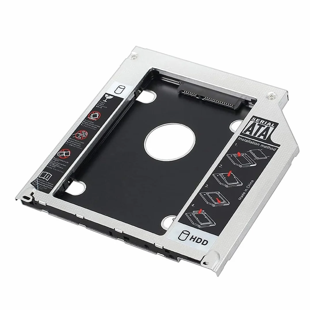 Hard Drive Caddy, SATA 2nd SSD HDD Hard Disk Caddy Tray Universale 12,7 mm 2,5 '' SSD HDD Hard Drive Enclosure SATA-3 Laptop Hard Disk Holder per CD/Dvd-Rom Ottico SuperDrive Tray Drive Slot