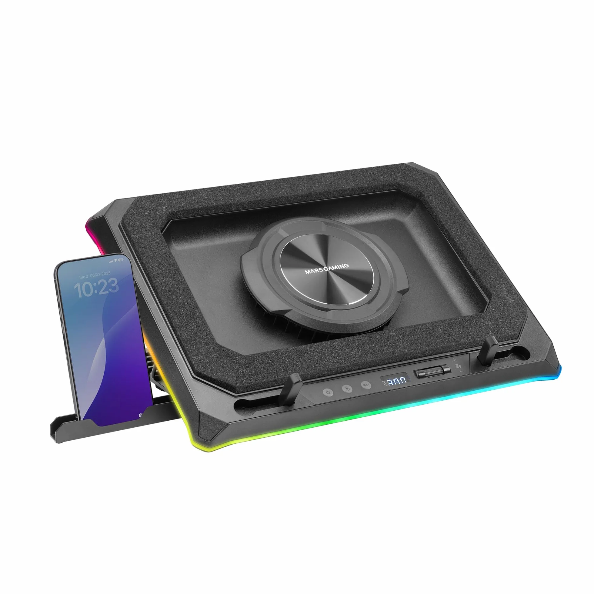 Mars Gaming MNBC-ULTRA Base Raffreddamento Laptop 140mm Ventola CoolCore Airflow RGB Chroma 5 Posizioni Nero