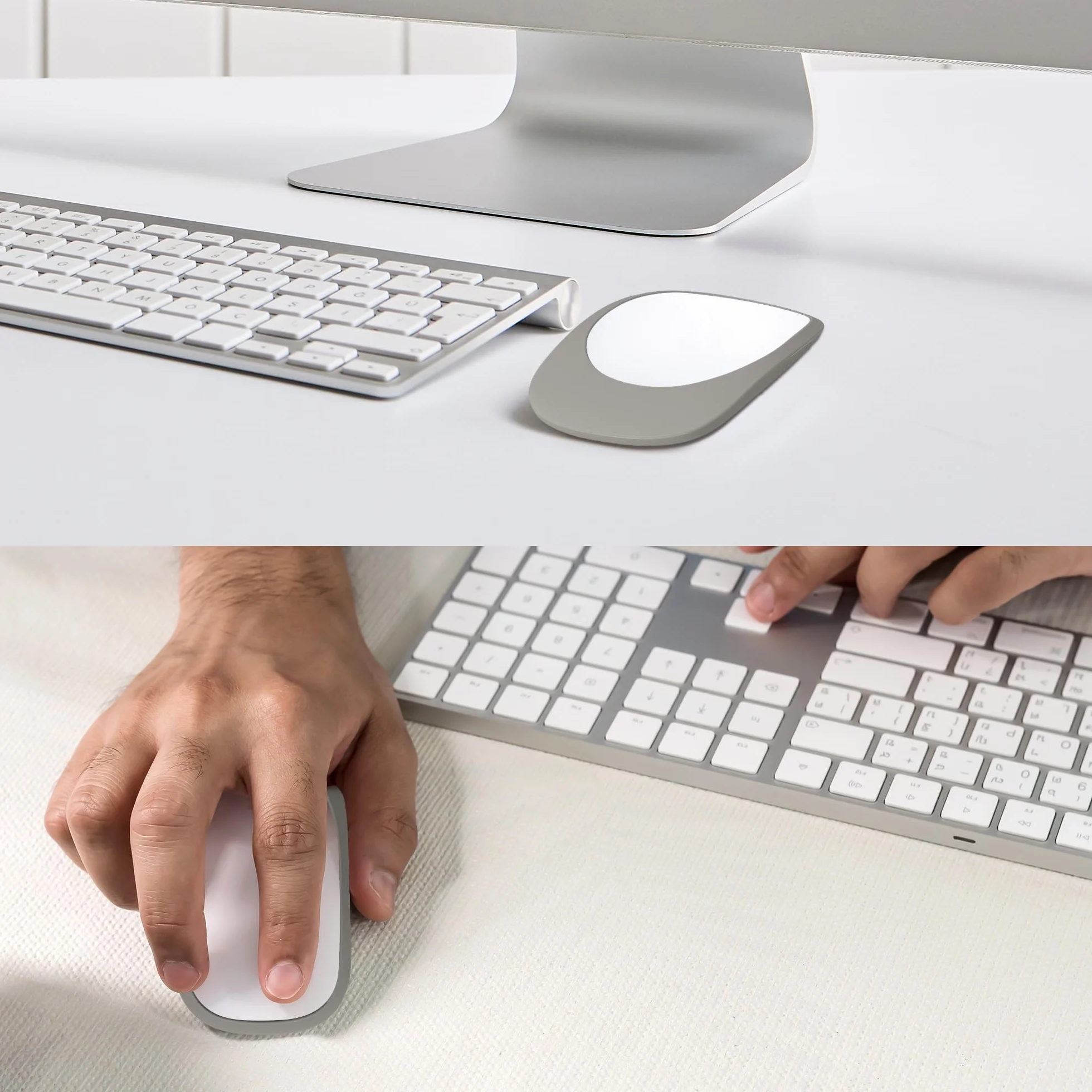 kwmobile Cover Compatibile con Apple Magic Mouse 1/2 Custodia - Pellicola Protettiva in Silicone - Protezione Morbida Antiscivolo - Grigio