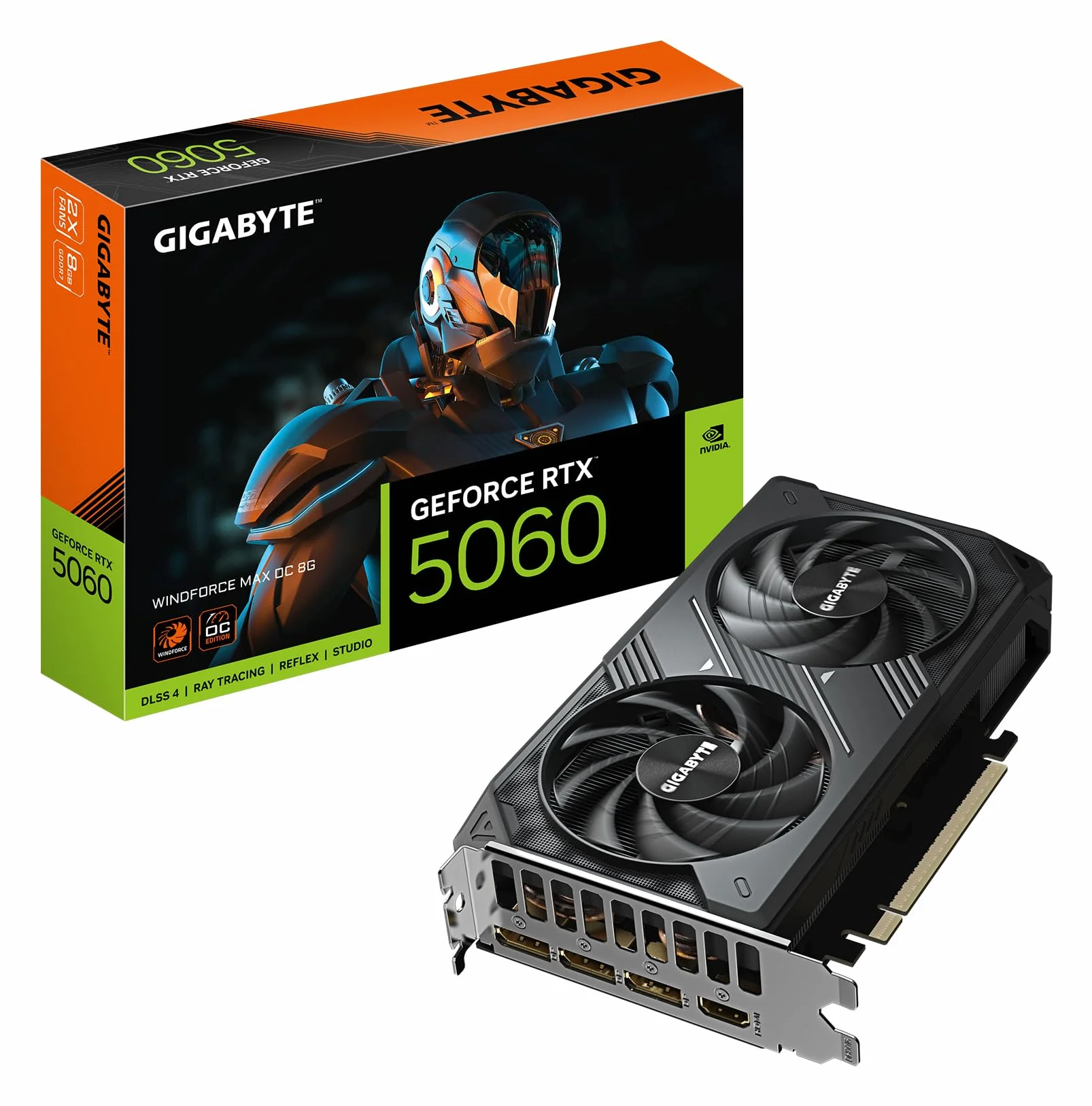 Gigabyte GeForce RTX 5060 WINDFORCE MAX OC 8G Scheda Grafica – 8 GB GDDR7, 128 bit, PCI-E 5.0, 2512 MHz Frequenza del core, 3 x DisplayPort, 1 x HDMI, NVIDIA DLSS 4, GV-N5060WF2MAX OC-8GD