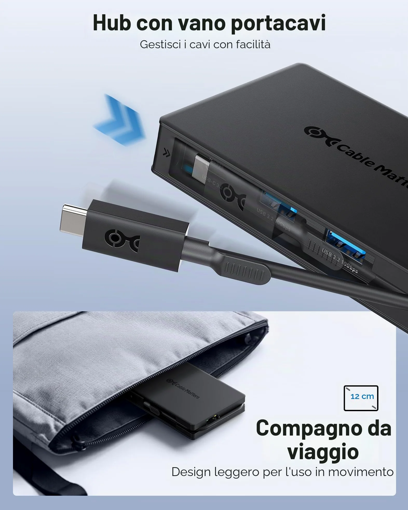 Cable Matters Hub USB-C 8 in 1 doppio HDMI, PD 140 W | PD 140 W, Ethernet Gigabit, Dati 10 Gbit/s su 3 porte USB-C/USB-A e 1 porta USB2.0