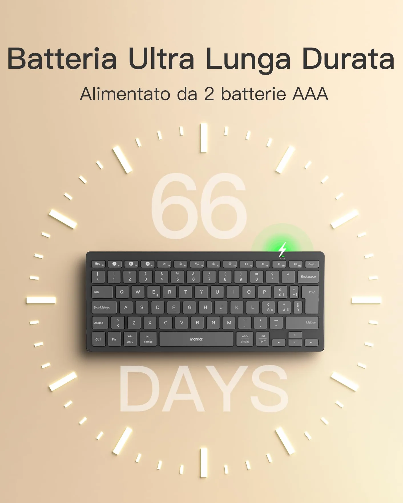 Inateck Tastiera Bluetooth Wireless Ultra-Sottile Connessione a 3 Dispositivi, Compatibile con iPad Pro/Air, PC, Windows, iPadOS, Android e iOS, Batteria da 18 Mesi, Design Portatile, Grigio