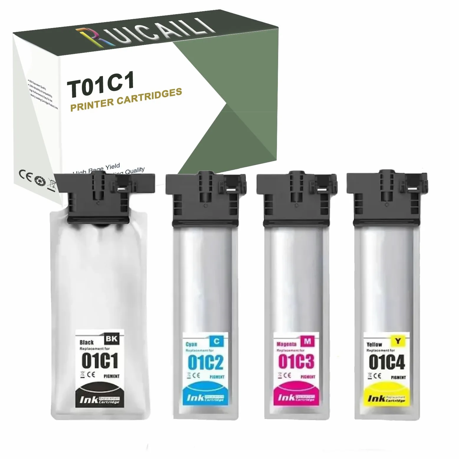 T01C1 T01C2 T01C3 T01C4 - Cartuccia di inchiostro compatibile per Epson Workforce Pro WF-C529R WF-C579R WF-C579RDWF (4PK-BK/C/M/Y)