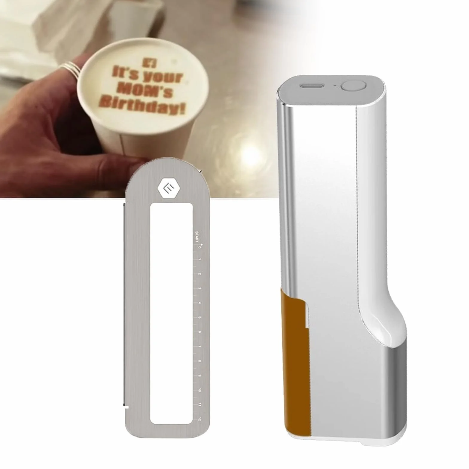 Mini Stampante Portatile, Penna Stampante Leggera, Stampante a Getto d'Inchiostro Commestibile per Latte Art con Controllo App