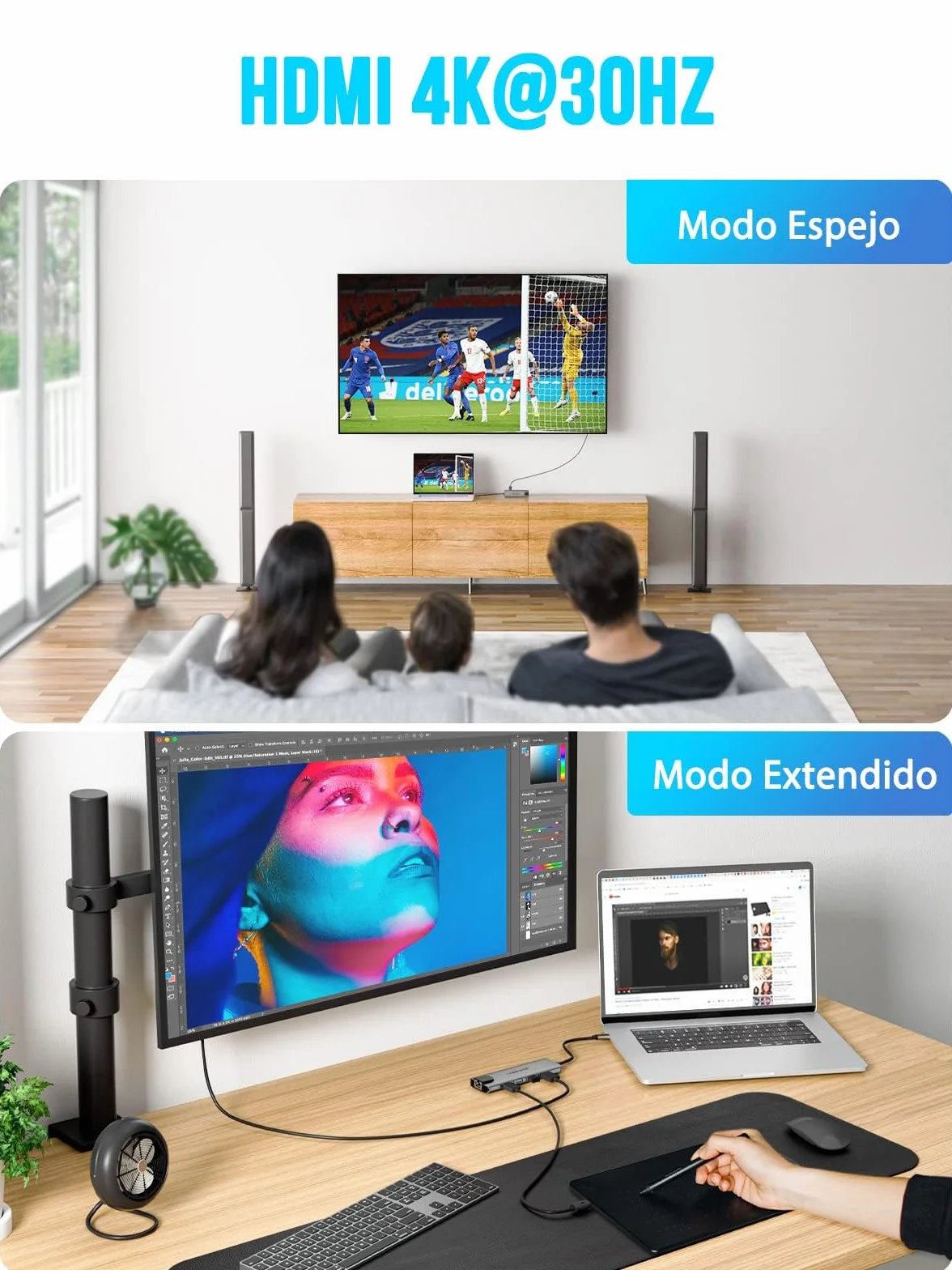 Lemorele Hub USB C con Ethernet RJ45 da 1000M- 10 en 1 Custodia in Alluminio Adattatore USB C Hub a HDMI 4K, 3 USB-A 3.0, PD 100W, SD/TF, Dati USB-C per Macbook Air/Pro, iPad, Windows, Switch