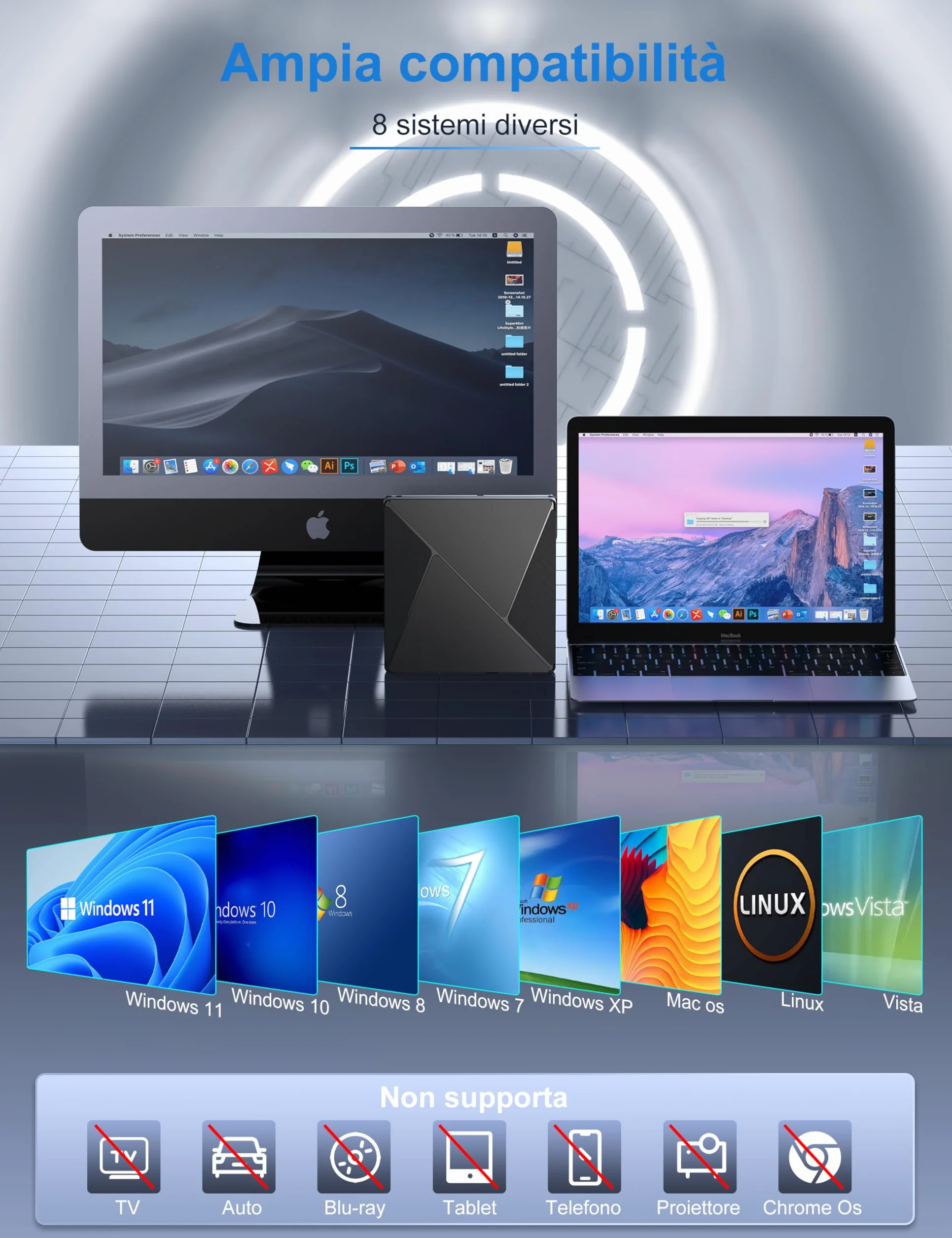 Umaniy Lettore DVD CD Esterno per PC Portatile, Masterizzatore CD/DVD +/-RW Drive CD ROM Unità DVD Esterne per Windows/XP/Vista/Linux/MacOS/Linux/Laptop/Desktop