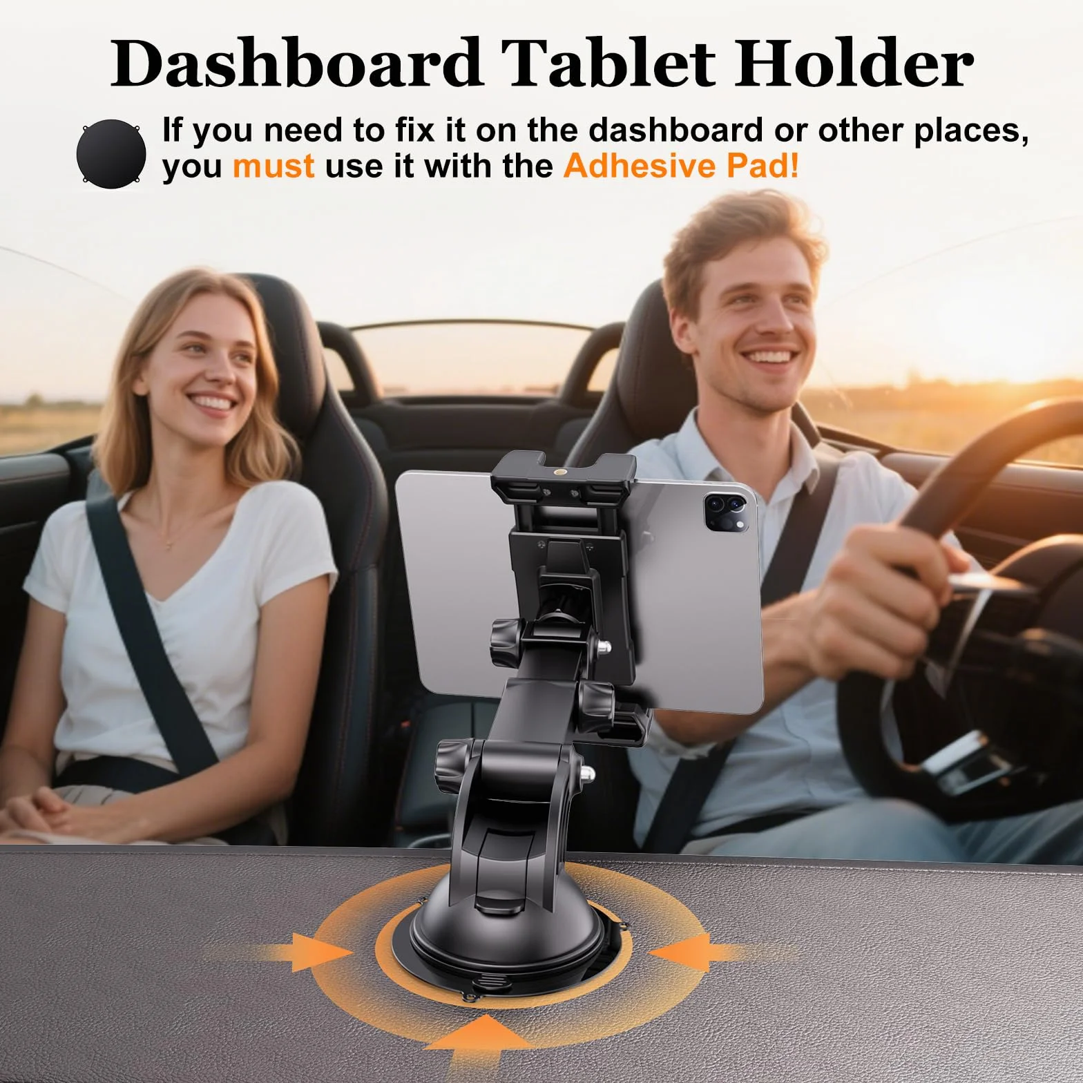 OHLPRO Tablet Holder Car Dashboard Windshield, 360° Adjustable Suction Cup Mount for iPad 5"-13" iPad Pro Air Mini Galaxy Tab S9 Fire HD 10 Switch Kindle