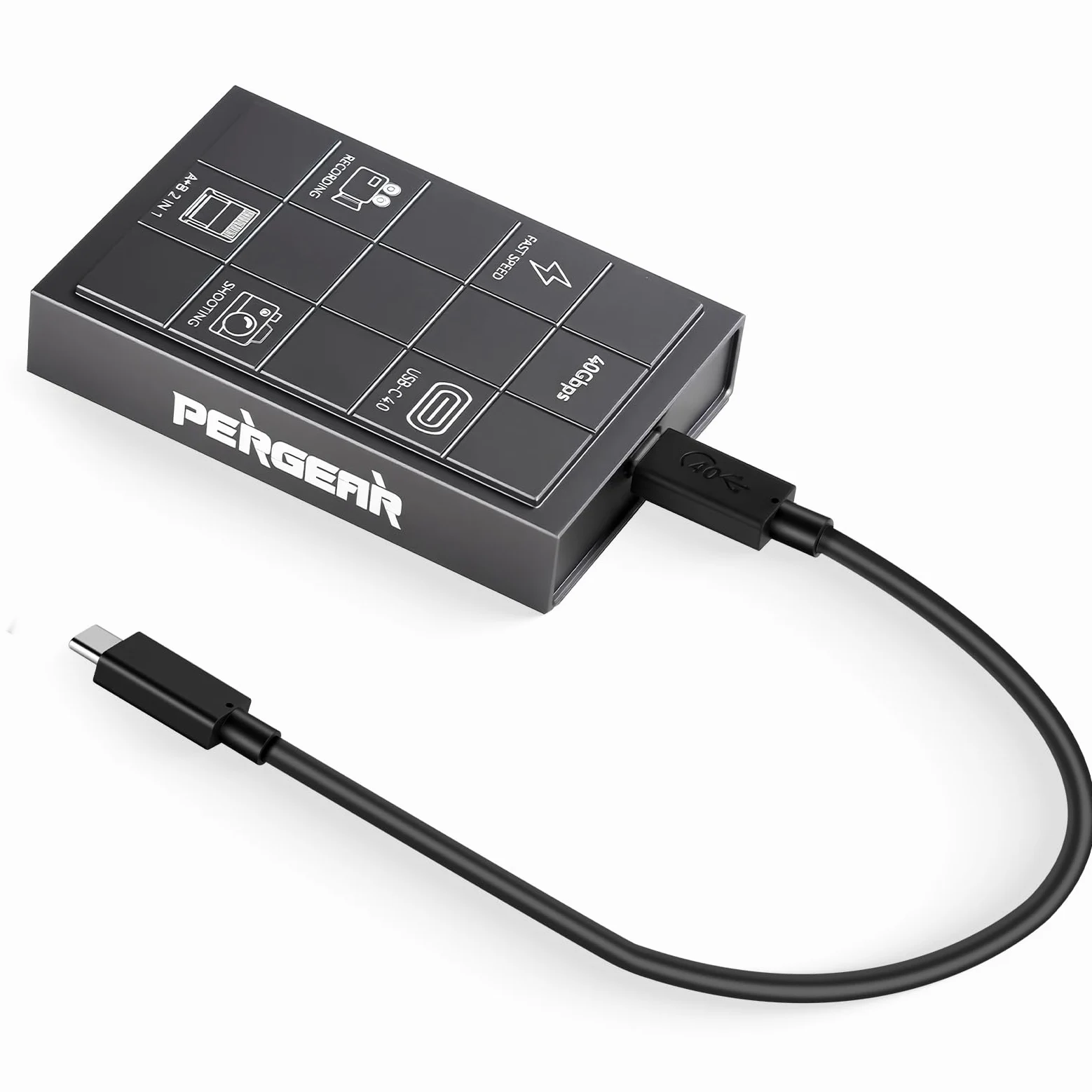 PERGEAR Lettore di schede professionale CFexpress 4.0 tipo A, USB tipo C 40 Gbps tipo C su CFexpress tipo A+B 2 in 1, trasmissione ad alta velocità per Windows/Mac/Linux/Android/iPad