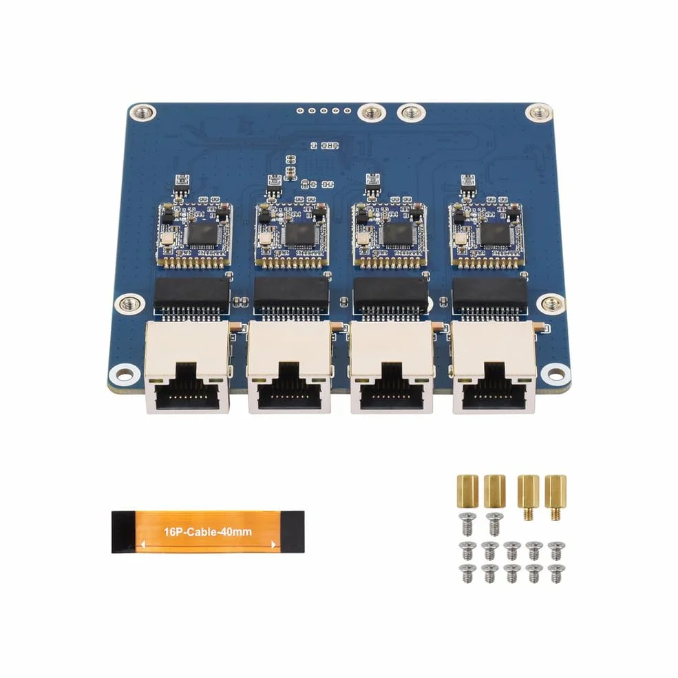 Scheda adattatore Ethernet, scheda di espansione di rete Raspberry Pi 5, 4 porte Gigabit senza driver per progetti ad alta velocità
