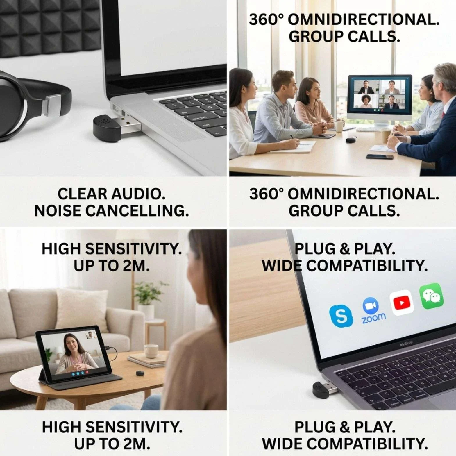 1 microfono USB 2.0 portatile, microfono vocale, audio MIC, adattatore per computer PC, nero