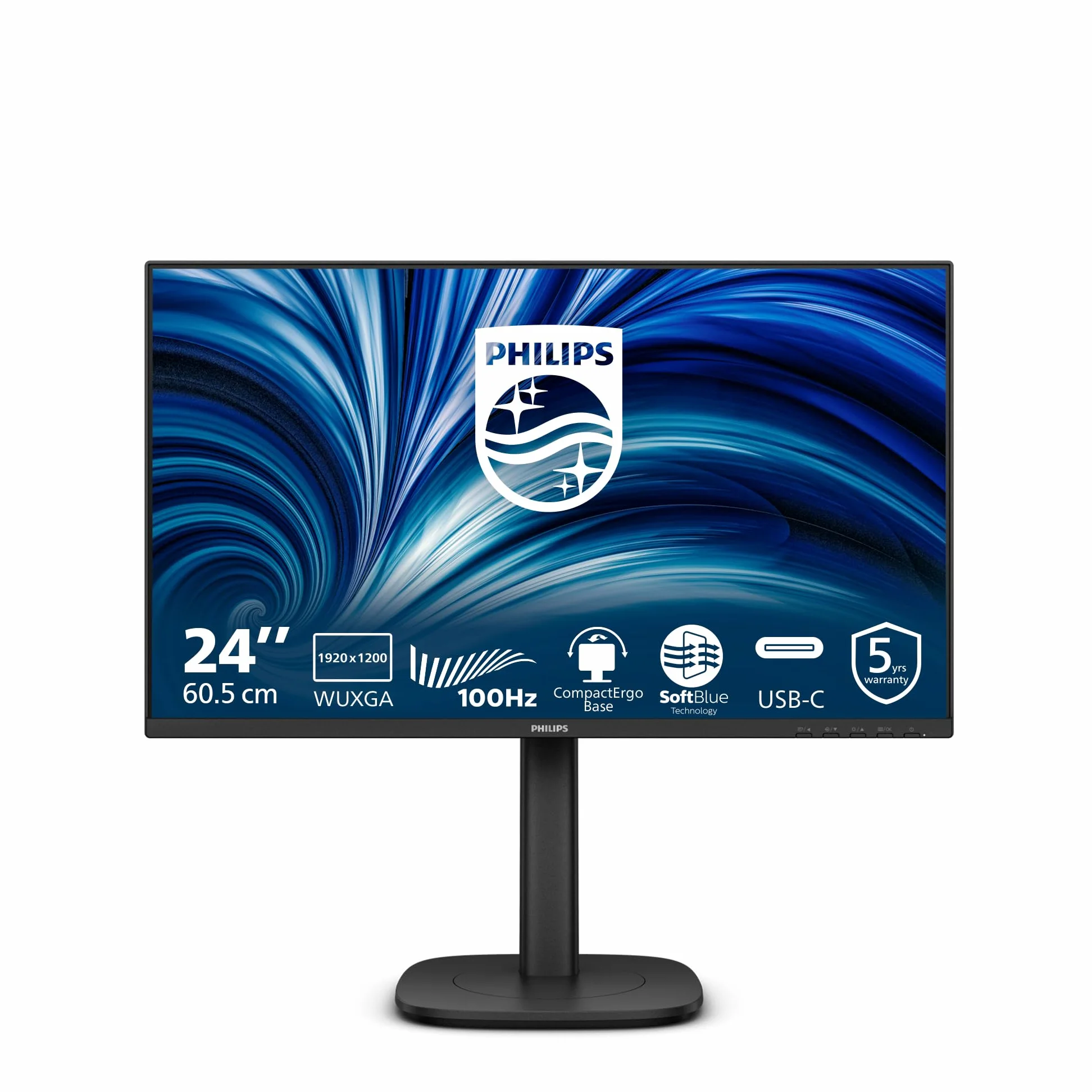 Philips Monitor 24B2N3200D 24 pollici 1920x1200, WUXGA, 100Hz, IPS Panel, 4ms GtG, USB Hub Speakers, Height Adjustment, (HDMI1x 1.4 DP 1x 1.2) Nero