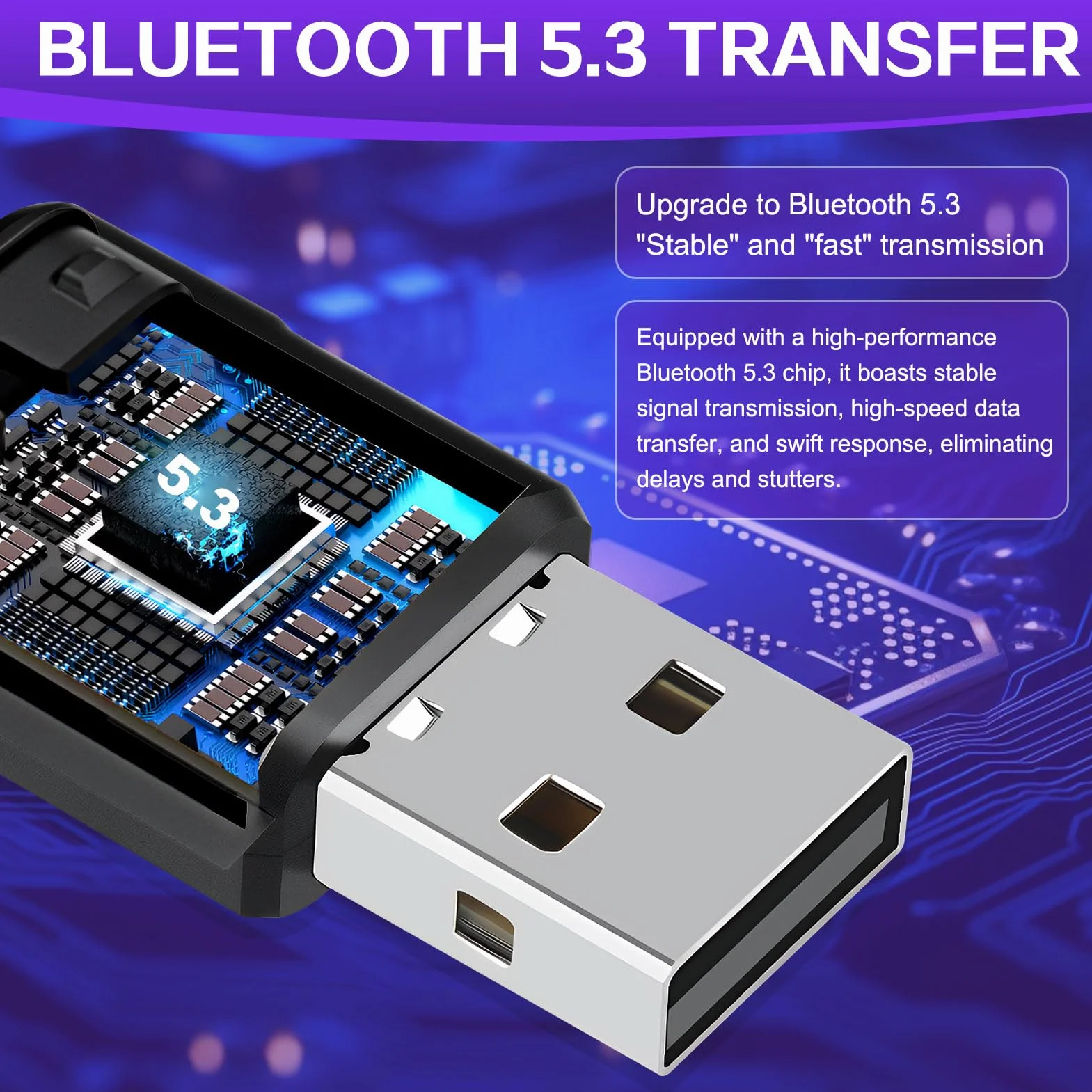 Adattatore USB Bluetooth 5.3 per PS5/PS4/SwitchConsole/PC, Dongle Dual Accoppiamento a bassa latenza Chiave Trasmettitore Ricevitore Audio Wireless per Windows/Macos/Cuffie/Altoparlanti