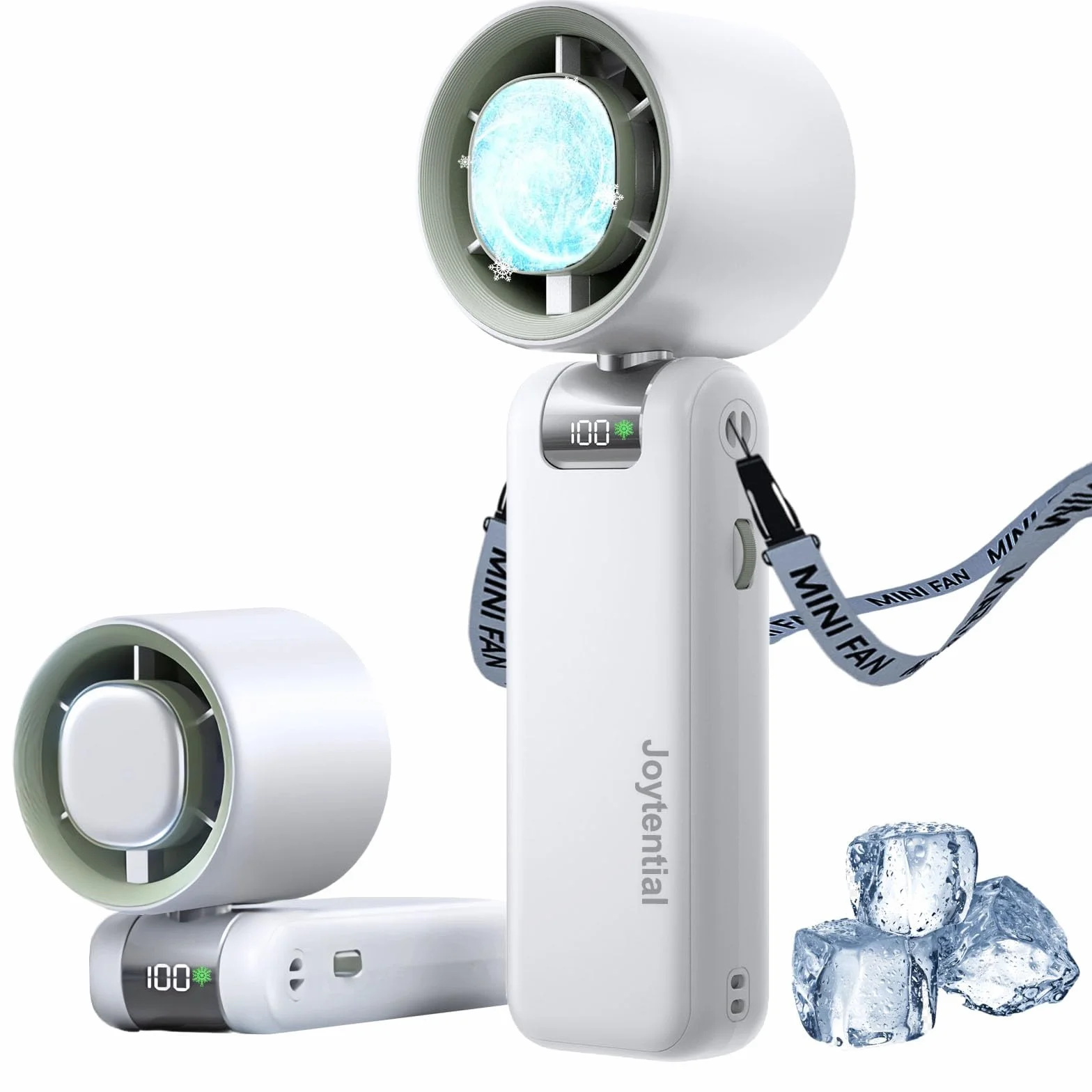 Ventilatore Turbo Portatile, Sensazione di Ghiaccio Ventilatore Ricaricabile Tramite USB, 1-100 Regolabili Velocità, Ventilatore Pieghevole per Esterni, Viaggi, Campeggio (Bianco)