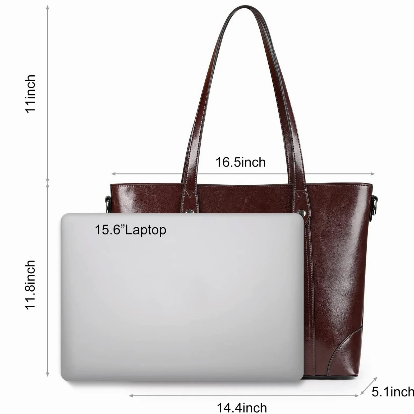 S-ZONE Borsa Tote in Pelle per Donna Borsa a Tracolla da ufficio Borsa per Laptop da Lavoro da 15,6 Pollic
