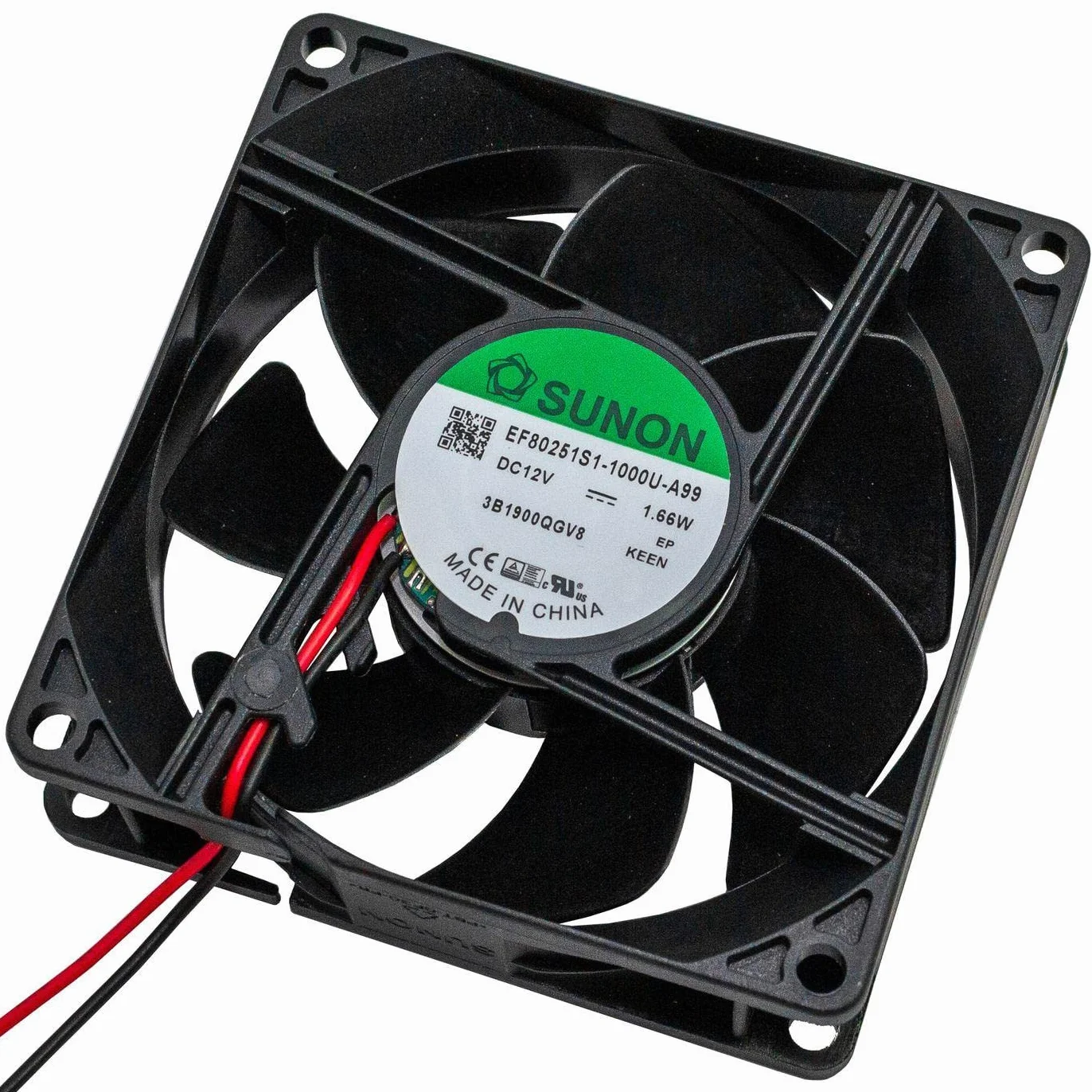 Ventola 12V DC 1,44W 80x80x25mm 69,6m³/h 3200U/Min 69,6m³/h Sunon EF80251S11000UA99