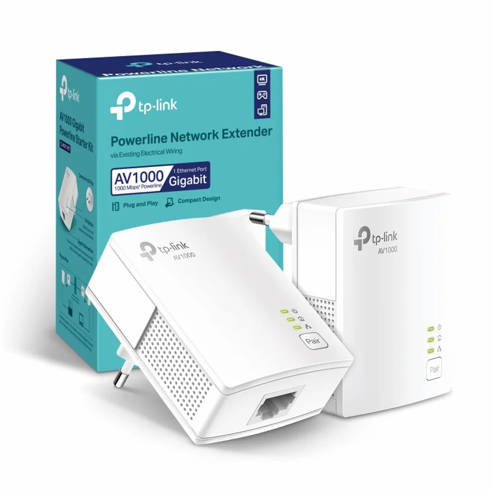 TP-Link TL-PA717 KIT Powerline Gigabit Porta, HomePlug AV2, Velocità Fino a 1000 Mbps, Per Streaming Video HD/3D/4K e Giochi Online (Solo per Wired), Nessuna Configurazione Richiesta