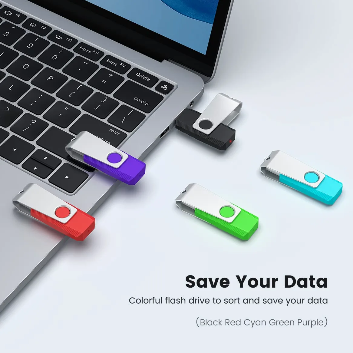 Aiibe Chiavetta USB 3.0 da 128 GB, 128 GB, chiavetta USB 3.0, unità da 128 GB, chiavetta da 128 GB, unità USB da 128 GB, confezione multipla (128 G, 5 colori misti: nero, rosso, ciano, verde, viola)
