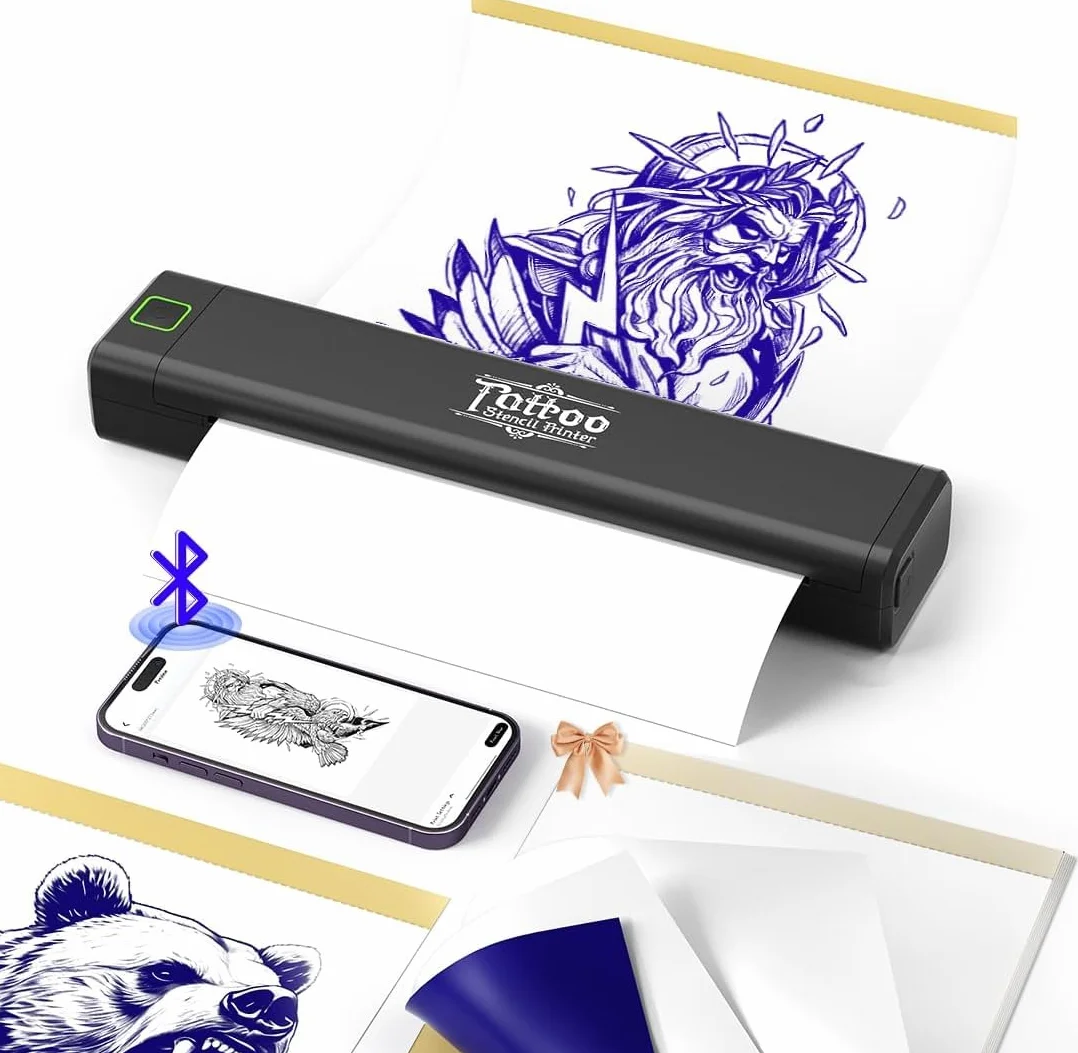 Stampante per Tatuaggi Bluetooth P84 Termica per Tatuaggi Stencil Compatibile con Android iOS Windows MacOS