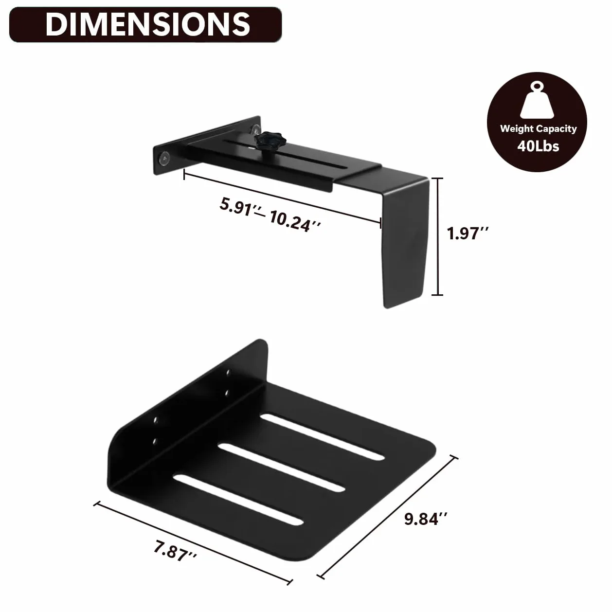 Supporto regolabile per PC sotto la scrivania senza forare, compatibile con scrivanie rialzabili, carico massimo 18 kg (40 lbs), facile installazione. (Nero, 80 * 50)