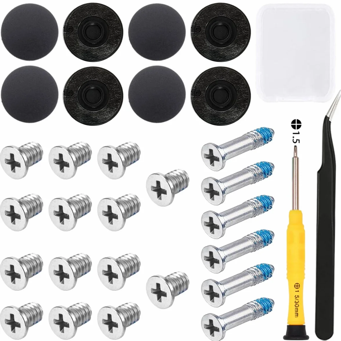 31 PCS Base Inferiore Base in Gomma Custodia e Viti Set di Viti Postato Compatibile per MacBook PRO 13 "15" 17 "A1278 A1286 A1297 (Non per Display Retina) - 1,5 mm Phillips Cazzolottente