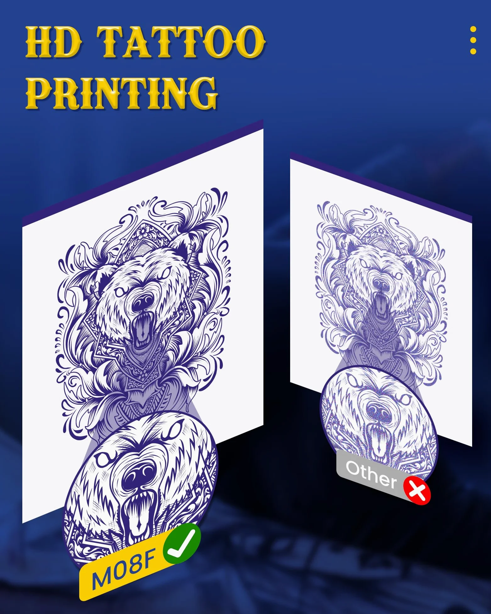 Itari M08F Stampante Stencil Tattoo - Copiatrice Stampante Tattoo Stencil con 10 Fogli di Carta da Trasferimento, Stampante Termica Bluetooth per Tatuaggi, Compatibile con Smartphone e PC, Nero