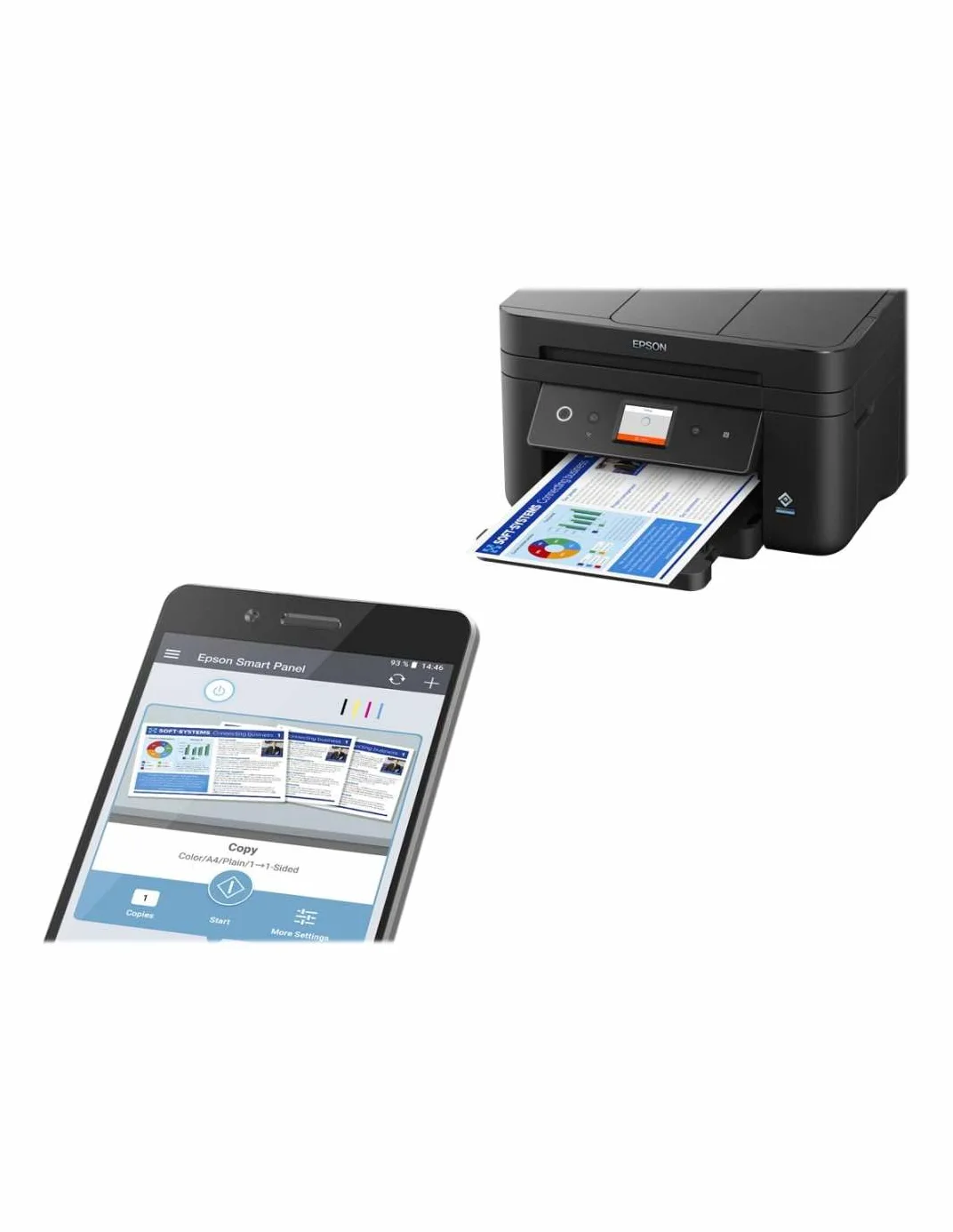 Epson WorkForce WF-2880DWF stampante Multifunzione A4 (stampa, copia, scansione, Fax) ADF, USB, Wi-Fi, NFC, Wi-Fi Direct, display LCD 6,1 cm, App Smart Panel stampa da mobile, fronte/retro