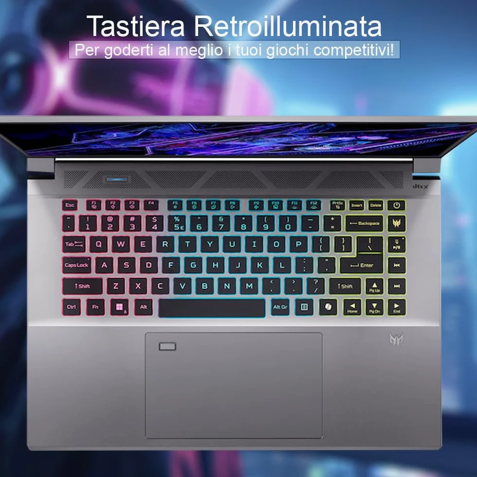 acer Notebook Gaming Predator Triton Neo • Portatile Gaming Processore Intel Ultra 5 125H • RAM 16 GB DDR5 • SSD 1 Tb • Display 16.0" FULL HD IPS 165 Hz • NVIDIA GeForce RTX 4050 6 GB GDDR6