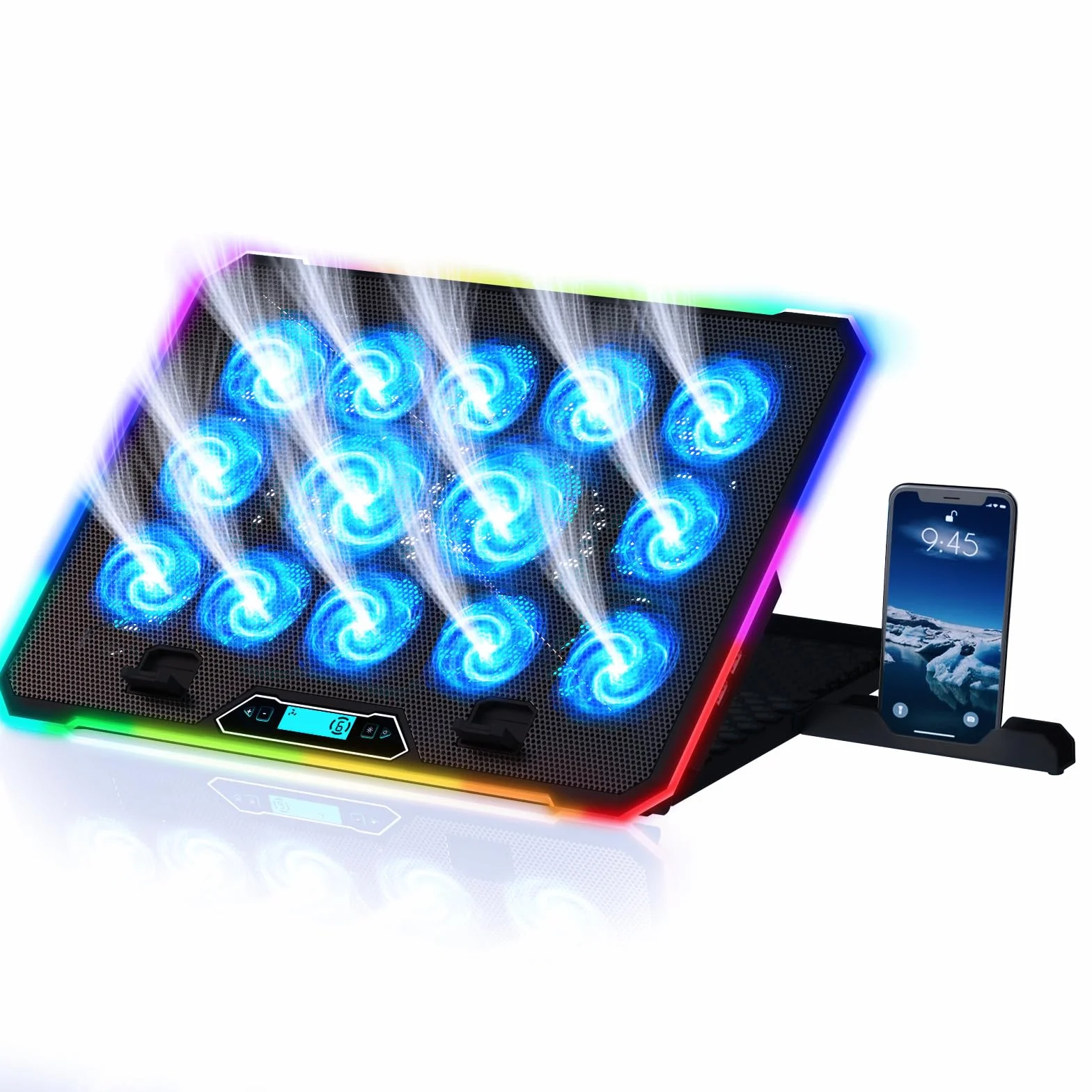 KLIM V14 Base di raffreddamento per Notebook Gaming 14 ventole RGB supporto 17" USB